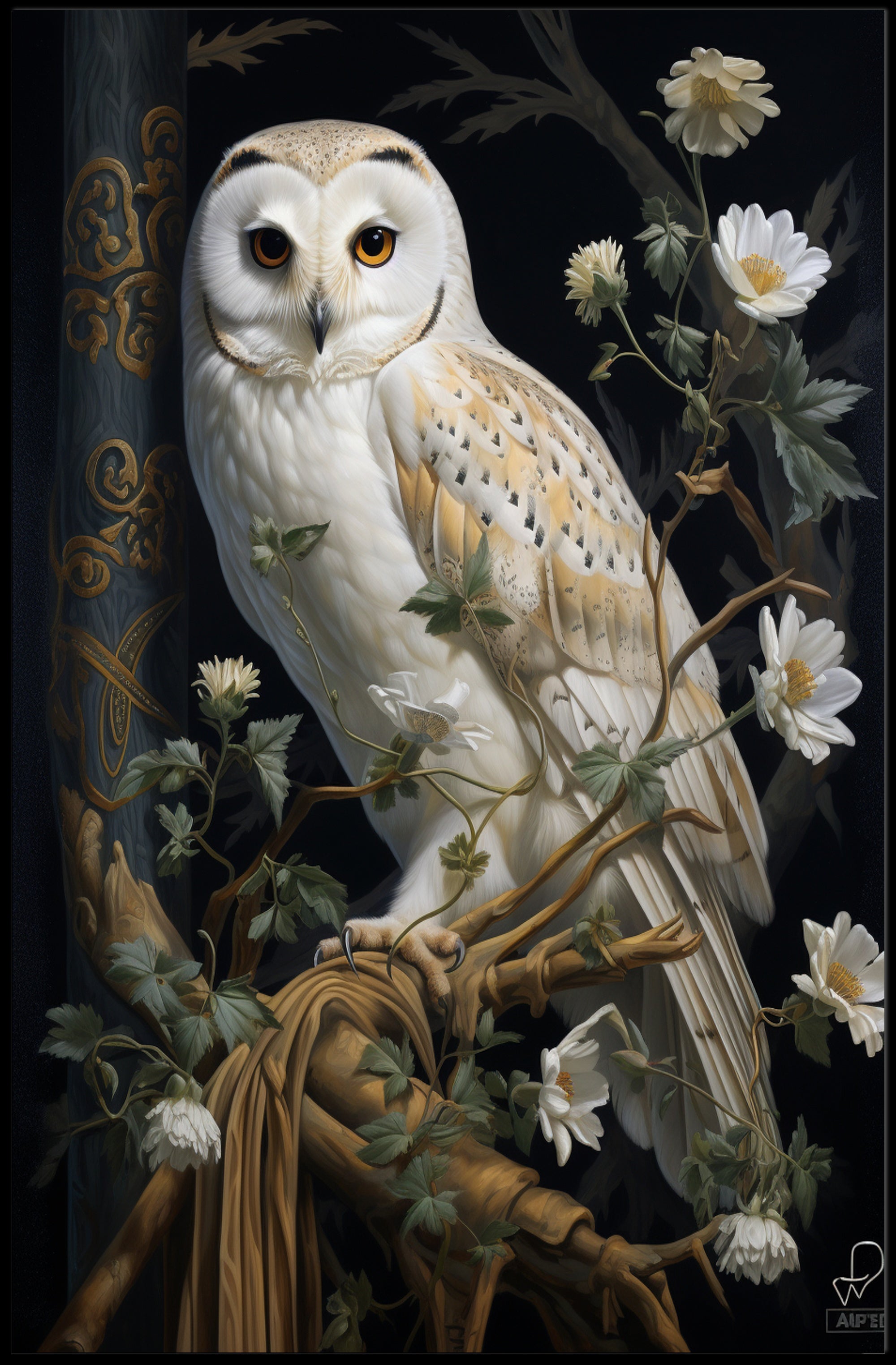 Majestic Owl In Bloom Poster PosterGoat