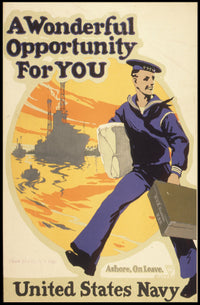 Vintage United States Navy Military Recruitment Poster