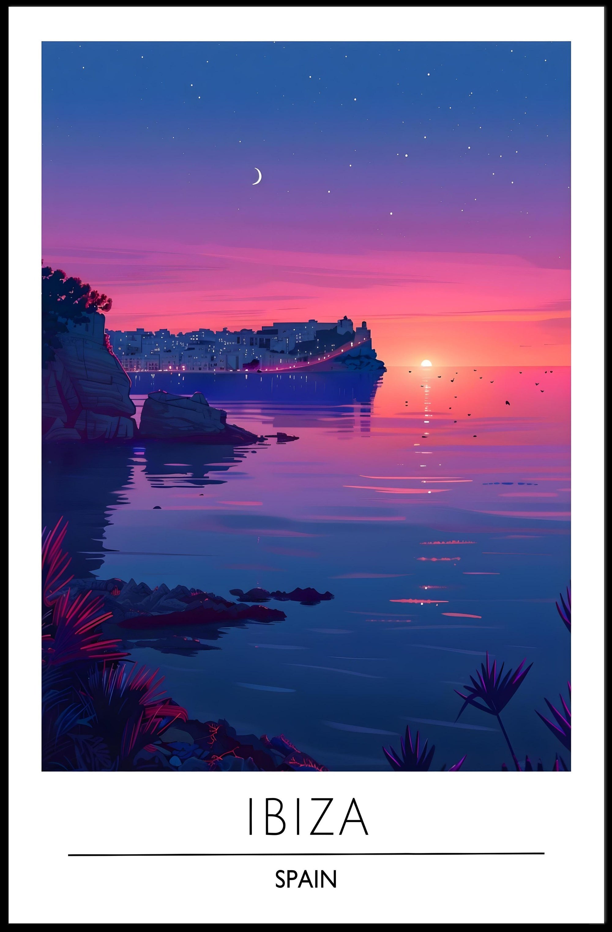 Ibiza Sunset Serenity Art Travel Poster