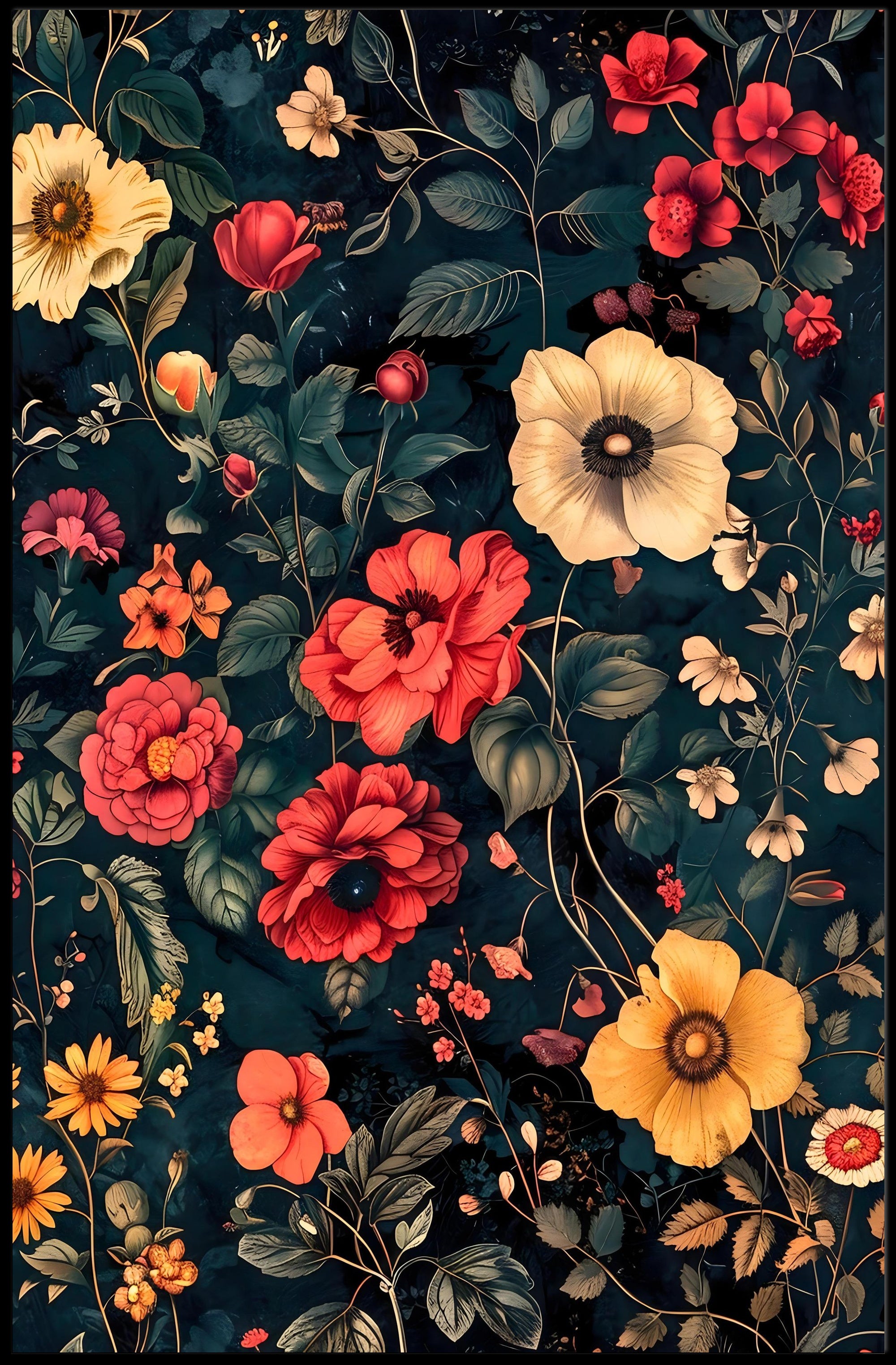 Enchanting Floral Symphony Wall Art Print