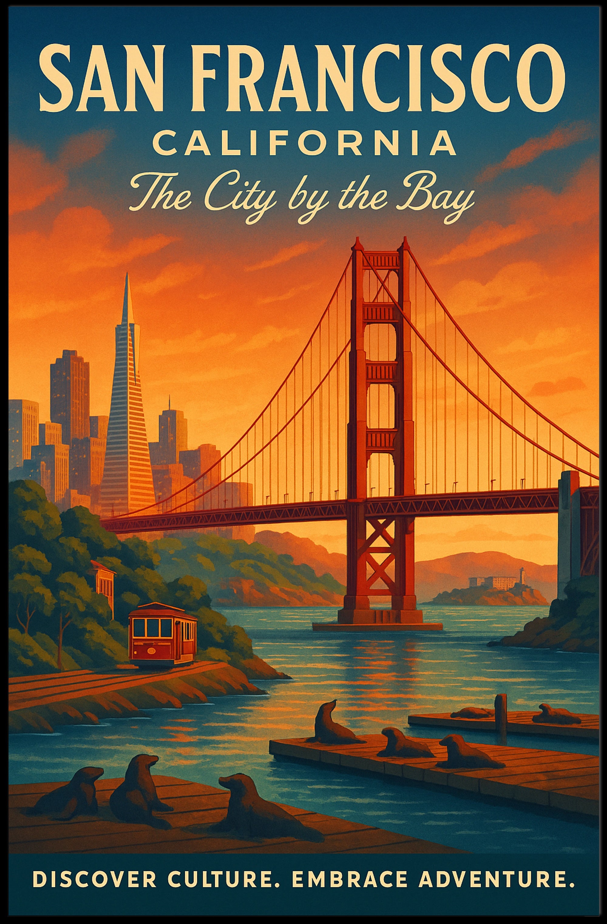 San Francisco Travel Poster Vintage City By The Bay