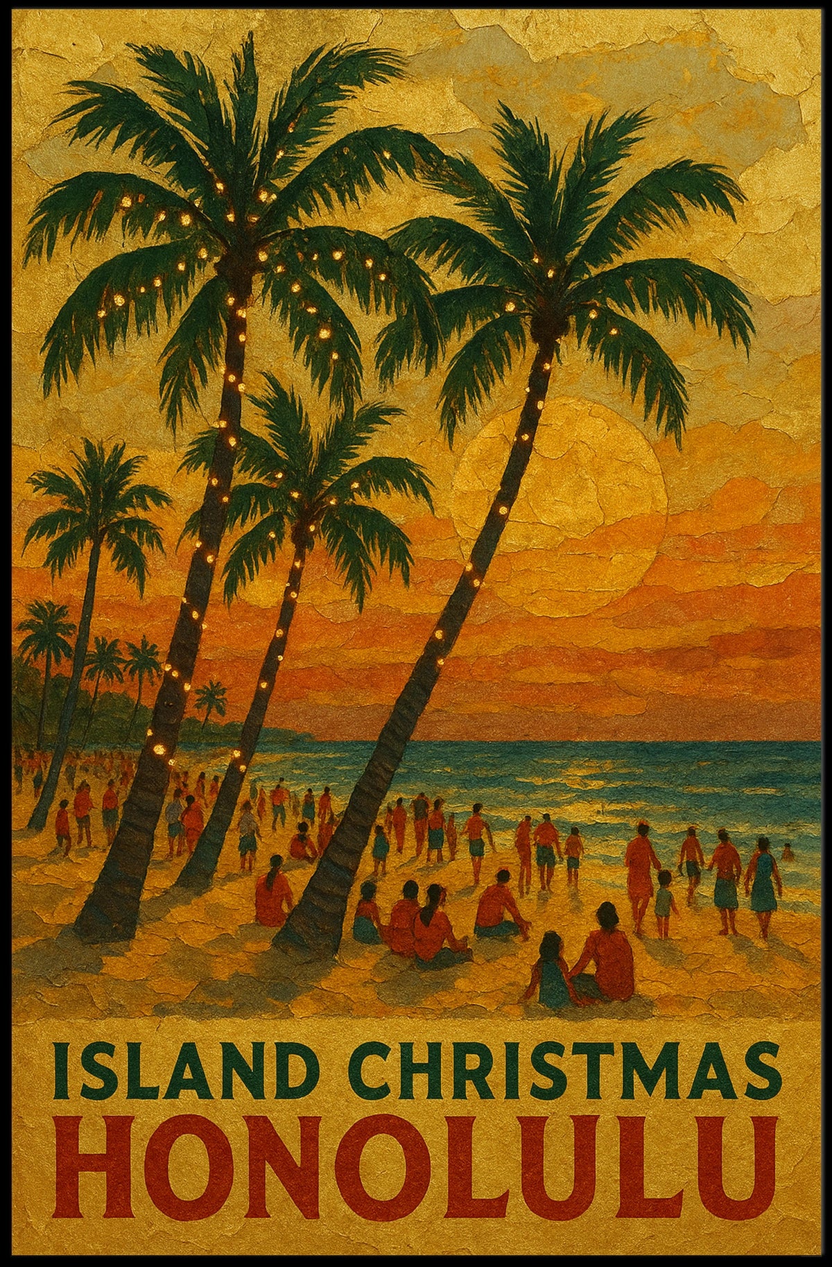 Island Christmas In Honolulu Poster