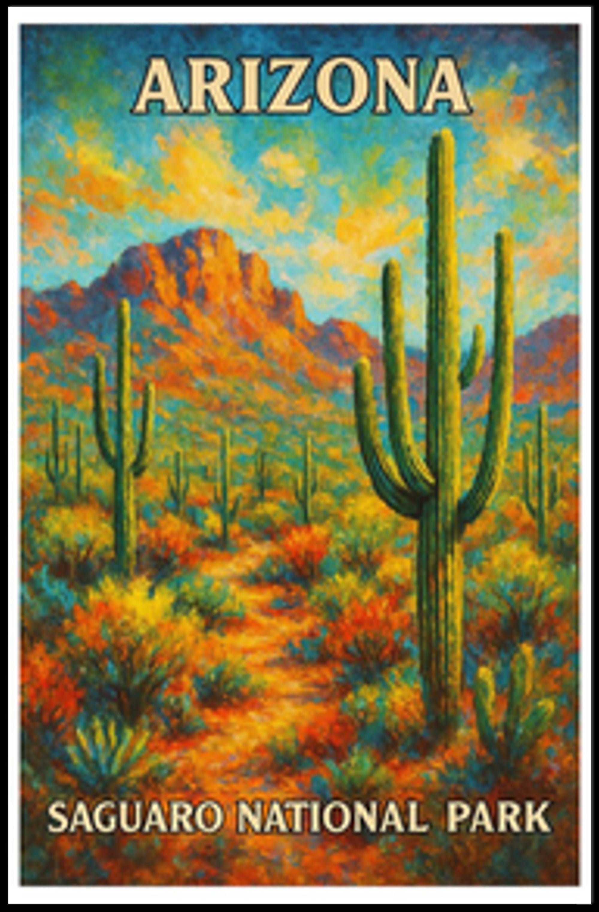 Arizona Saguaro National Park Travel Poster Print