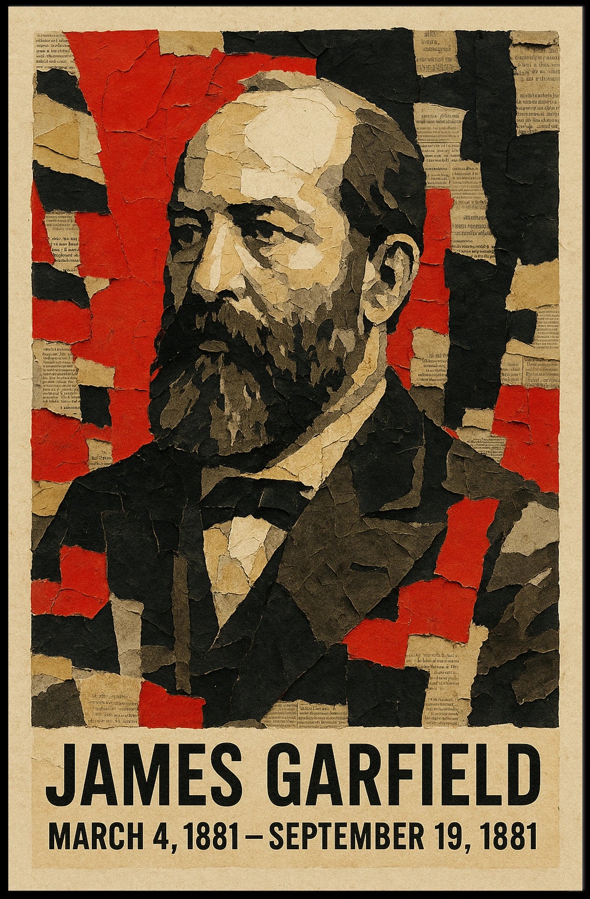 James A. Garfield 20th President of the United States Layered paper Collage Poster