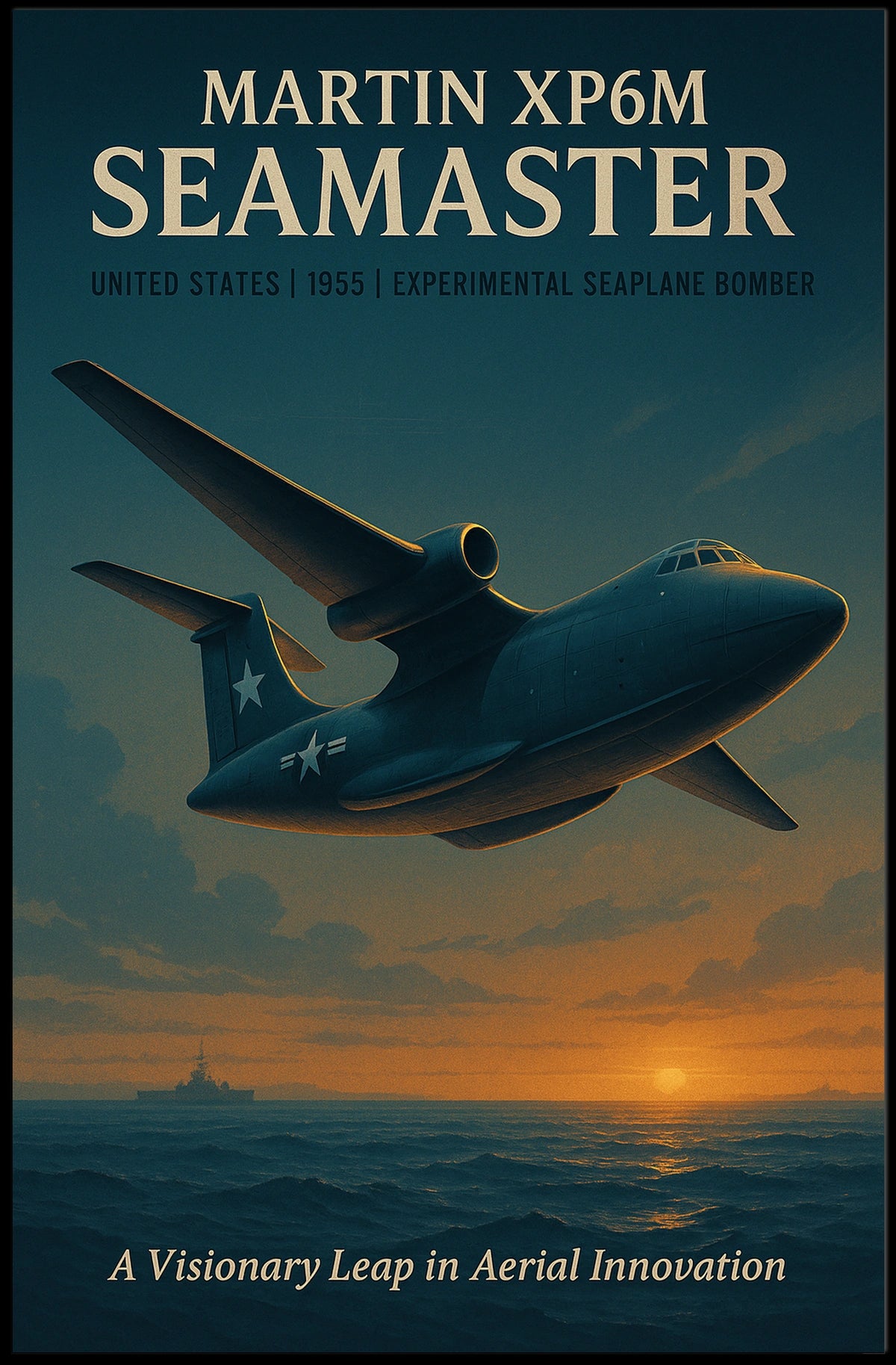 Martin XP6M Seamaster Vintage Aviation Poster Art