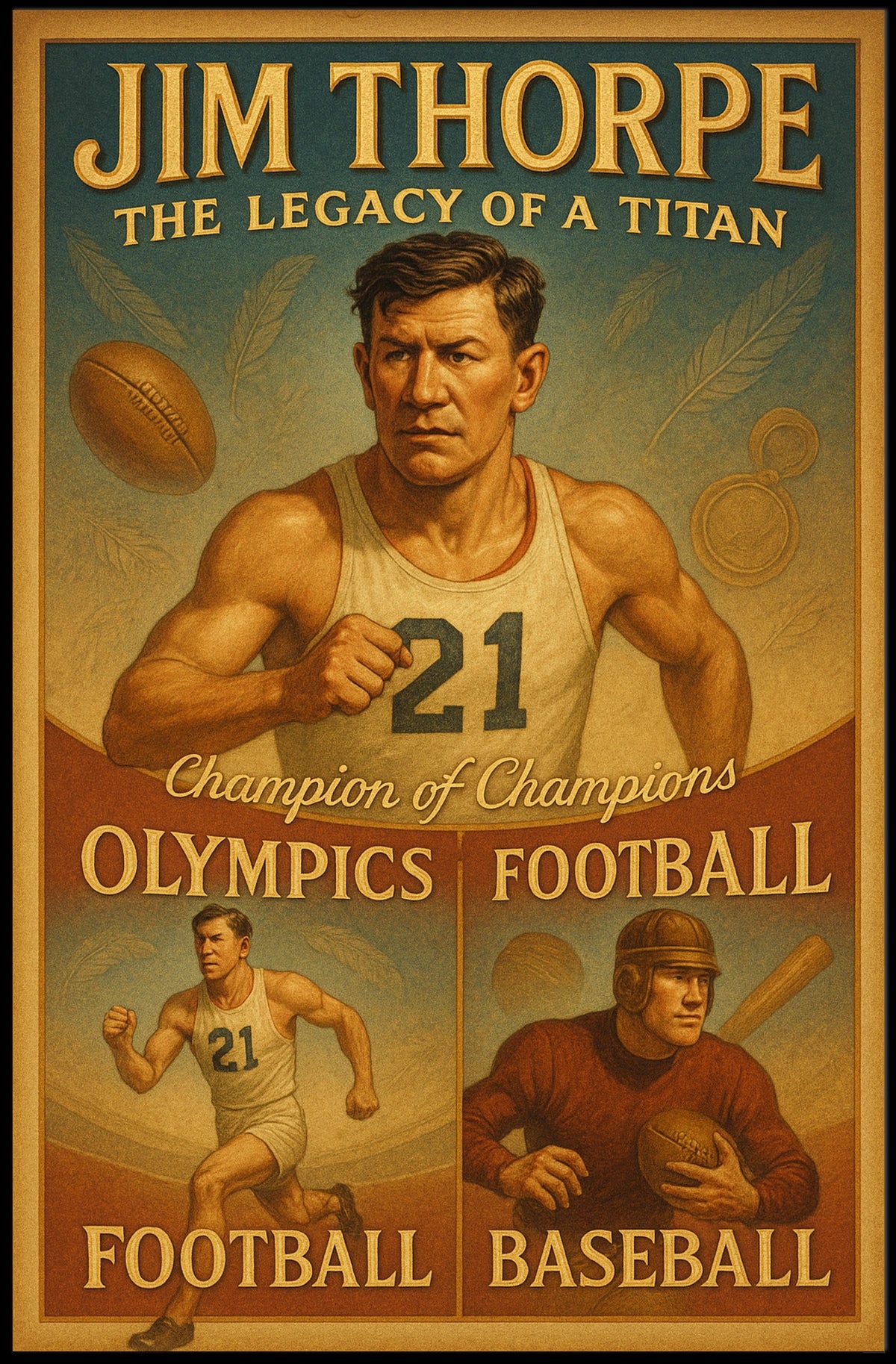 Jim Thorpe Iconic Athlete Legacy Poster