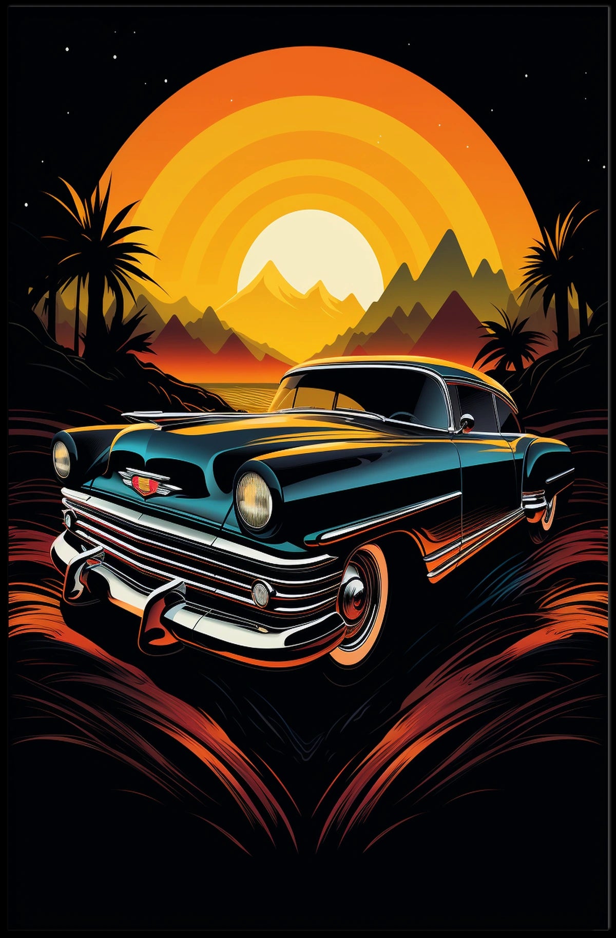 Retro Sunset Drive Poster