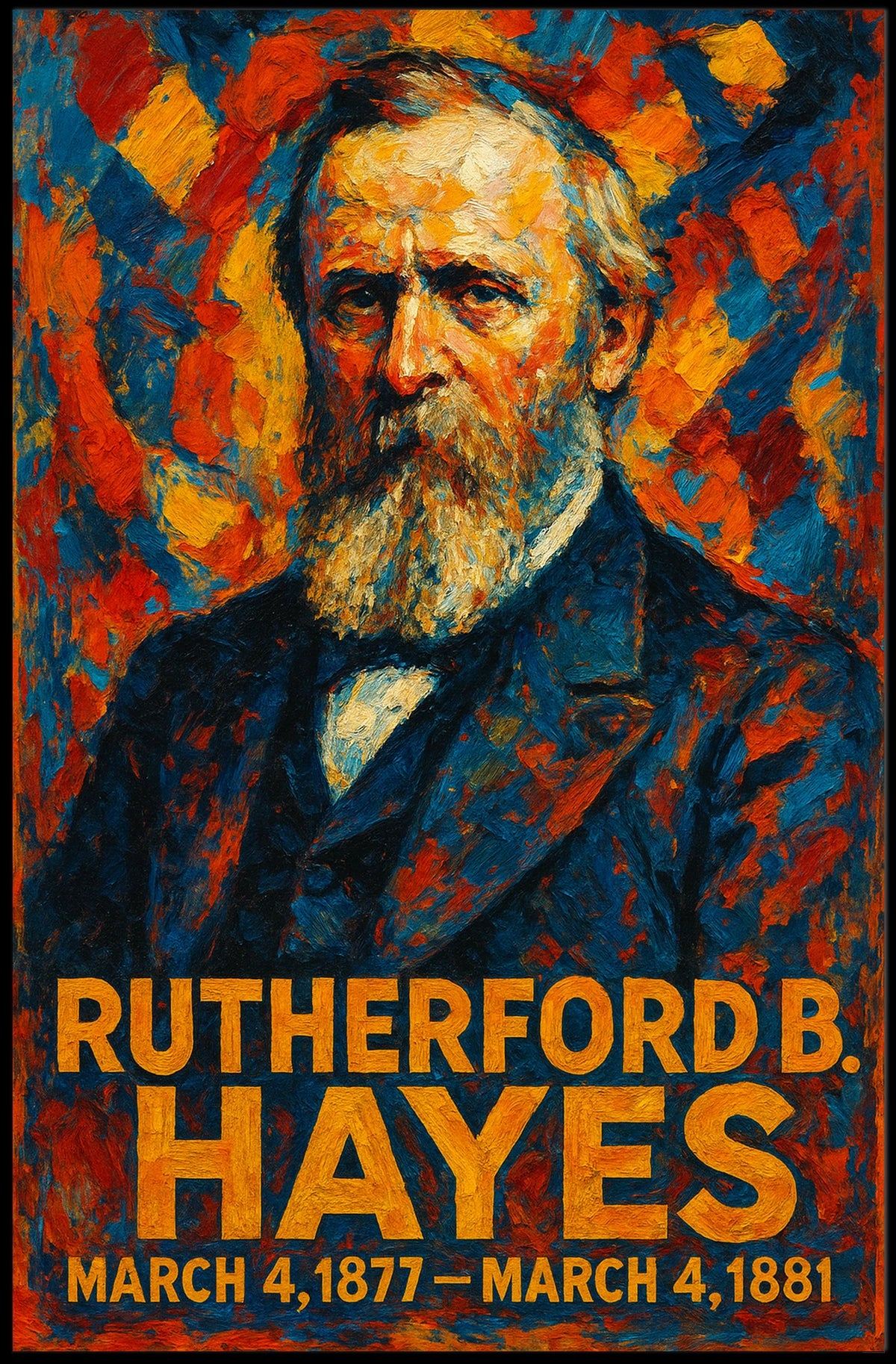 Rutherford B. Hayes 19th President of the United States Glitch Hop Art Poster