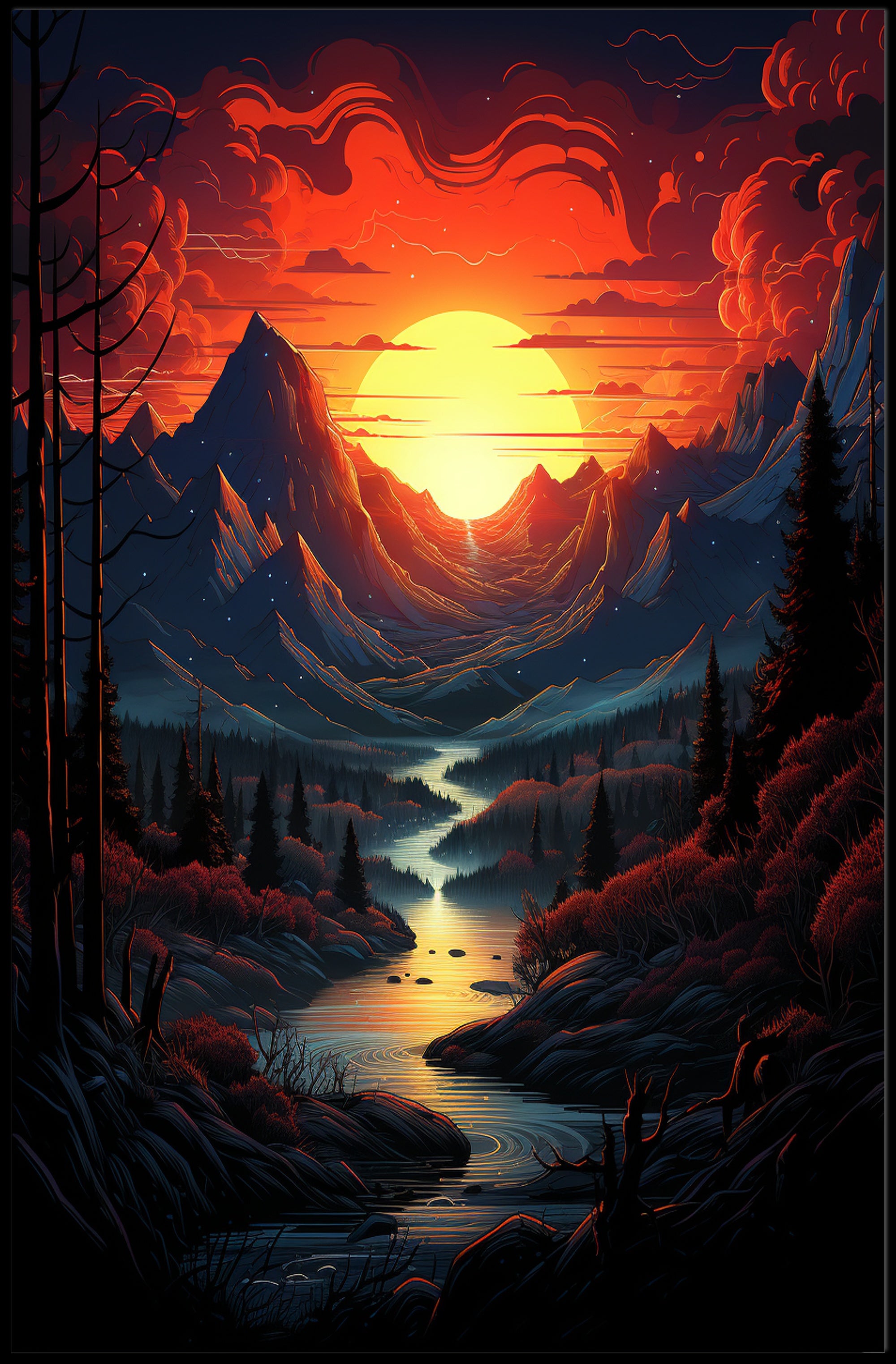 Radiant Mountain Sunset Poster