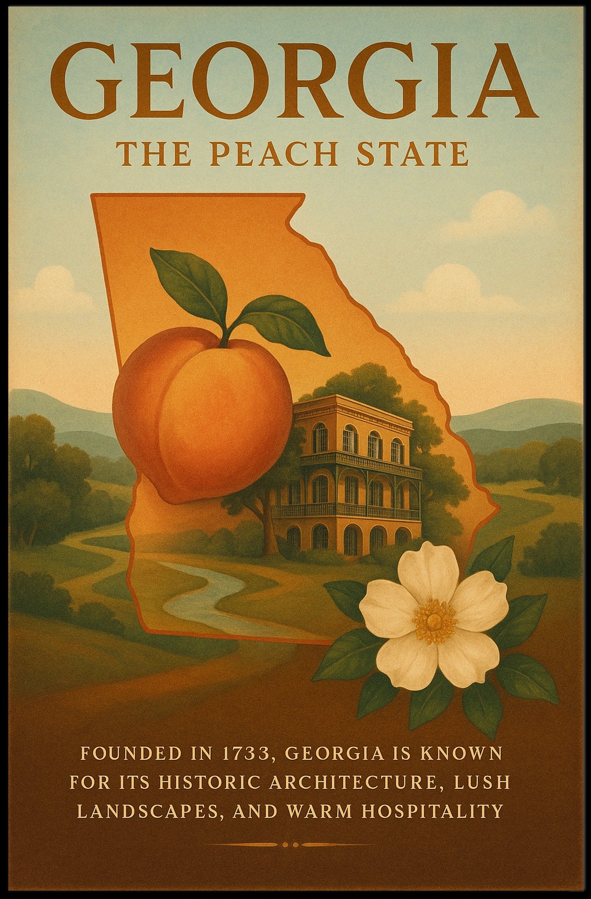 Georgia The Peach State Poster