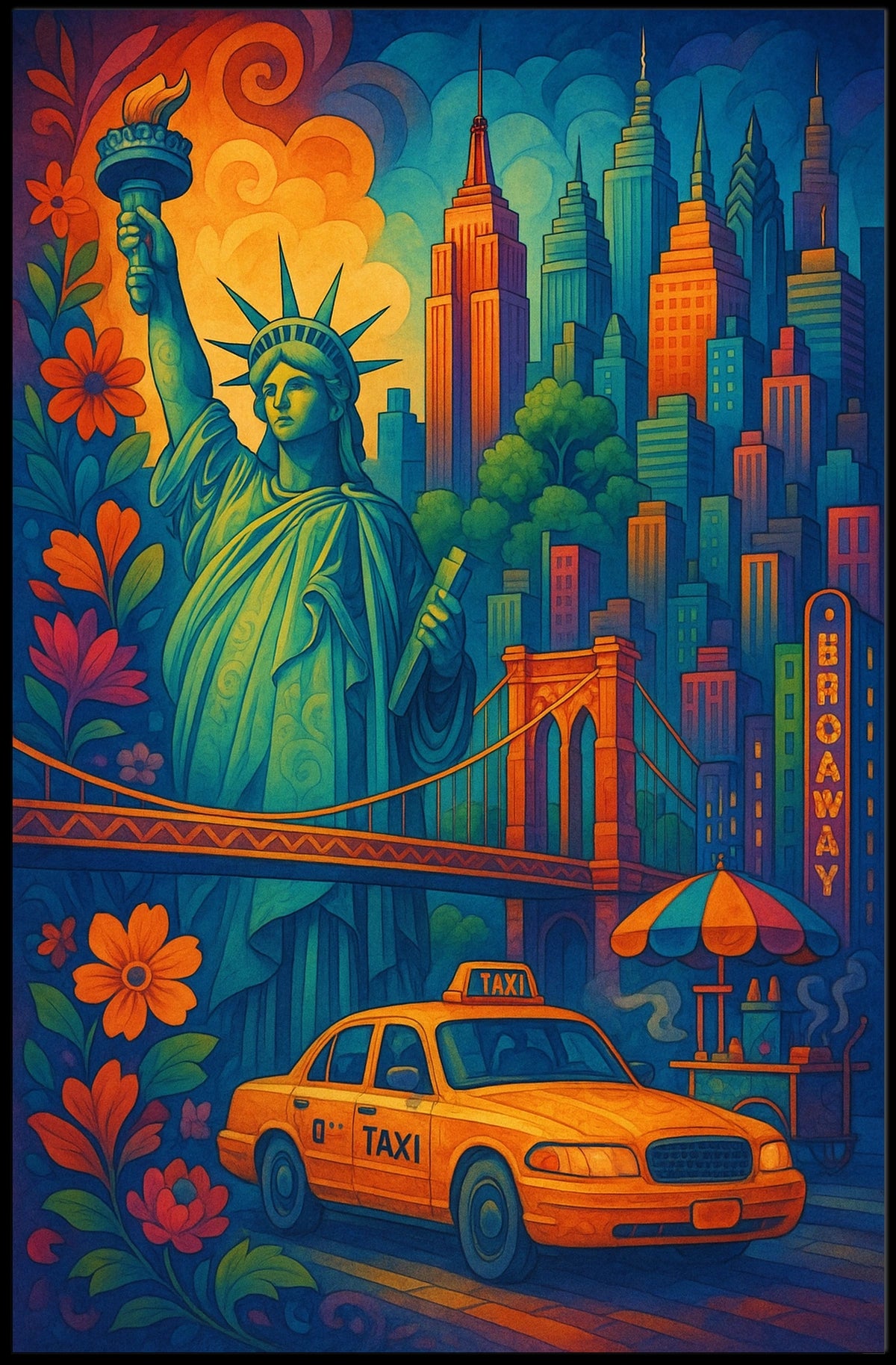 New York City Skyline Iconic Poster Modern Wall Art