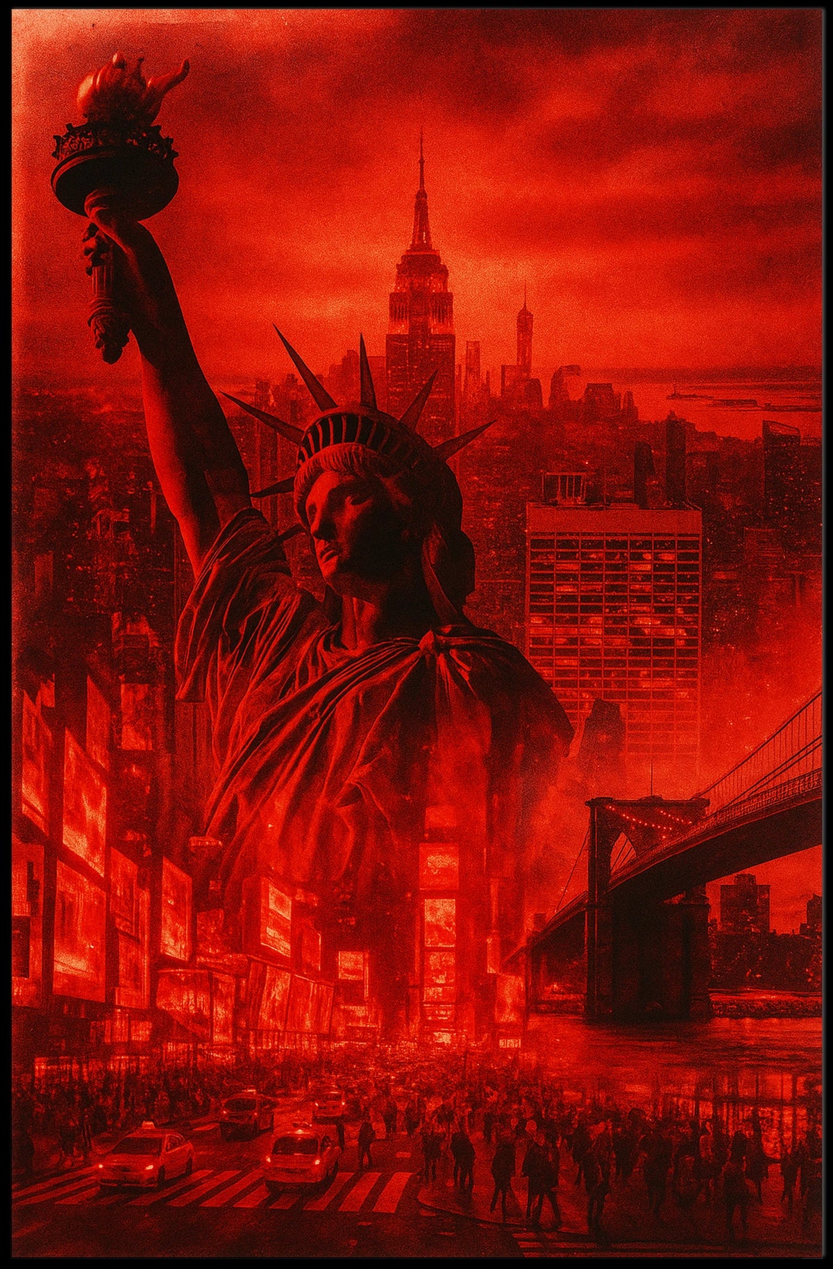 New York City Poster Abstract Dystopian Skyline Wall Art
