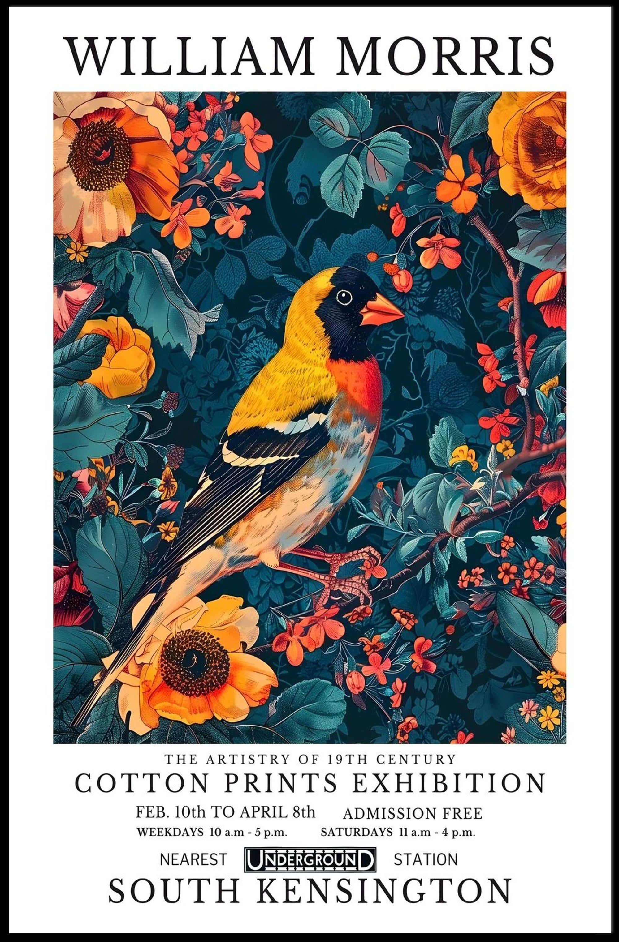William Morris Nature-Inspired Decorative Art Exhibition Poster