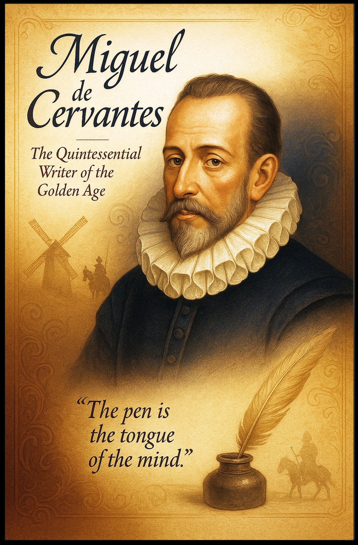 Miguel de Cervantes The Quintessential Writer of the Golden Age Poster