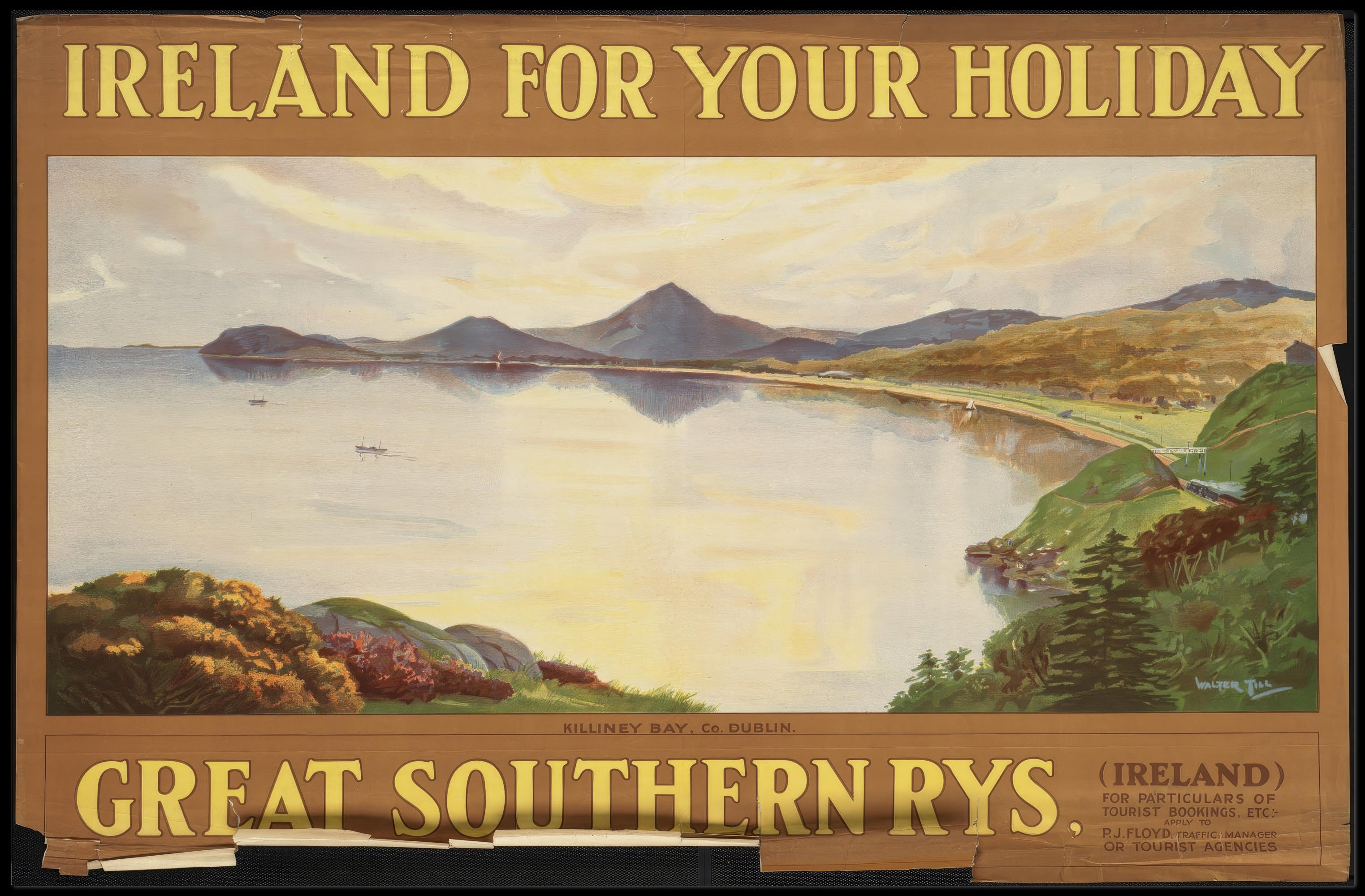 Ireland Killiney Bay Vintage Art Poster PosterGoat