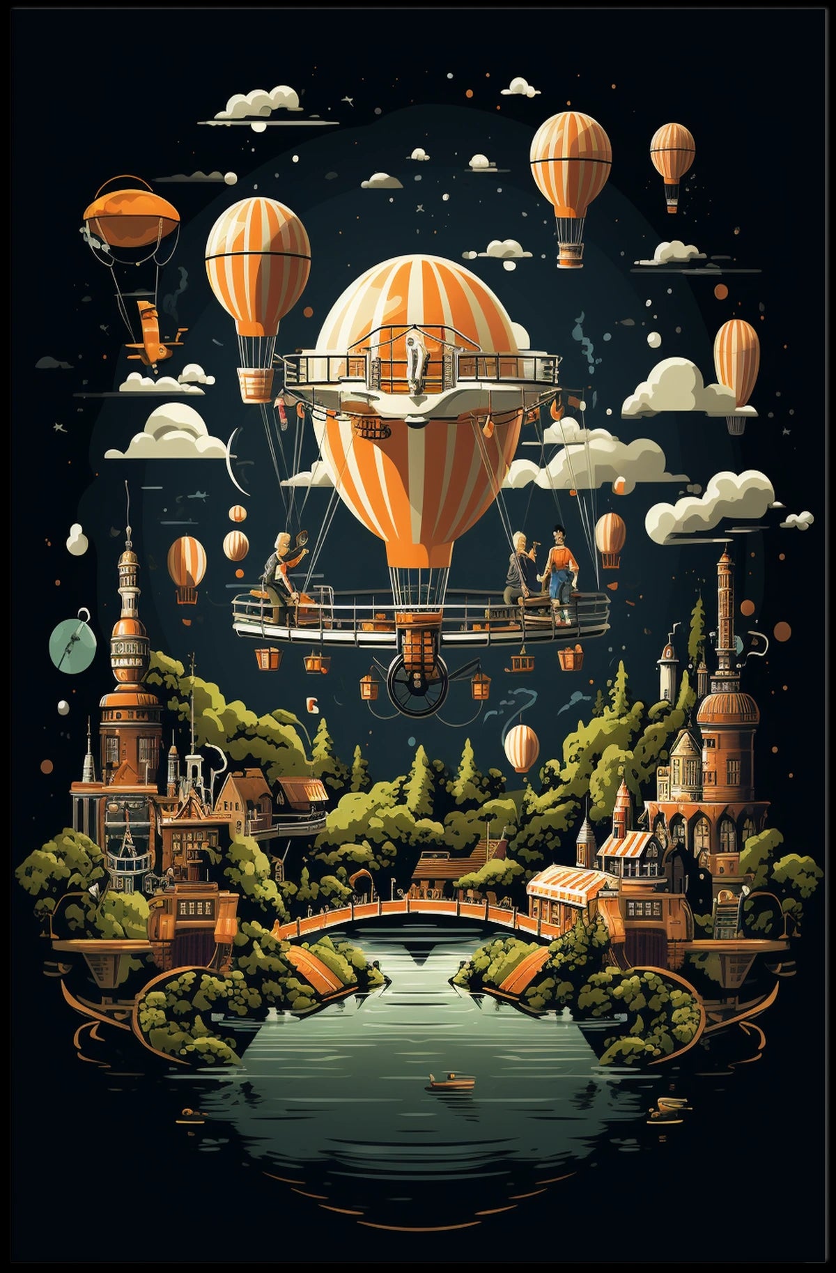 Whimsical Balloon Voyage Poster