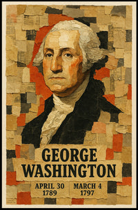 George Washington 1st President of the United States Layered paper Collage Poster