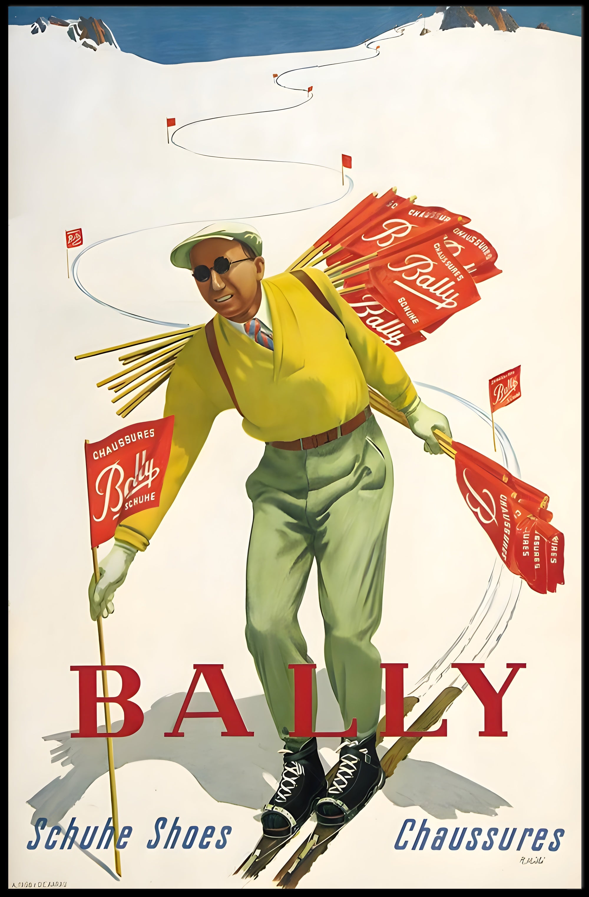 Bally Ski Shoes Advertisement Poster PosterGoat
