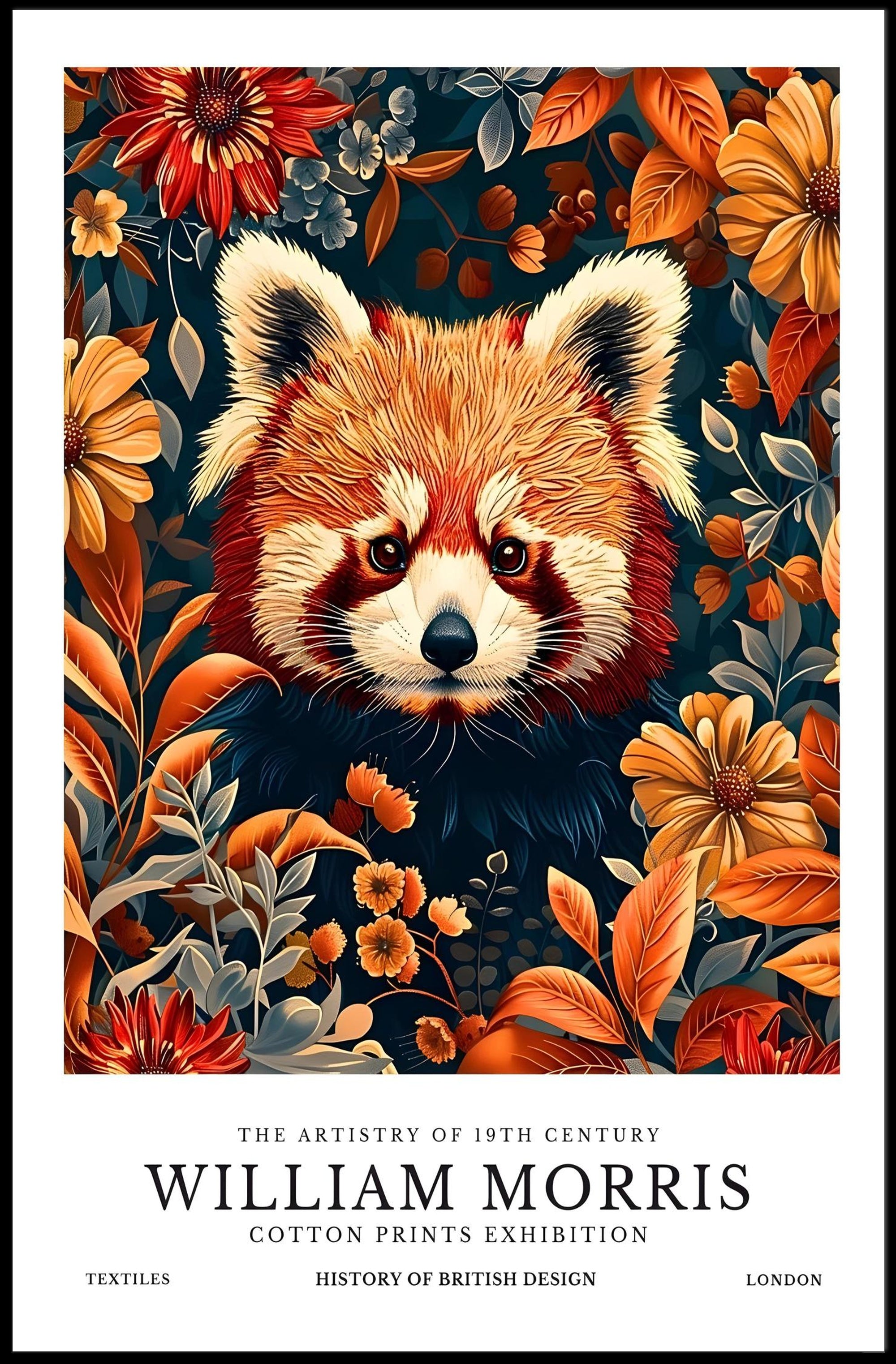Vibrant Red Panda Nature Illustration Artistic Poster