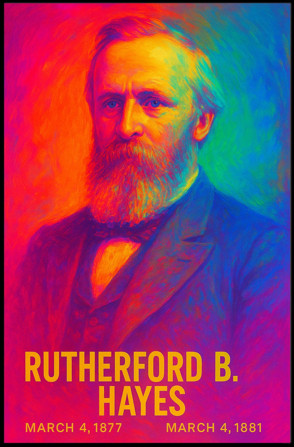 Rutherford B. Hayes 19th President of the United States Neon Gradient Overlay Poster