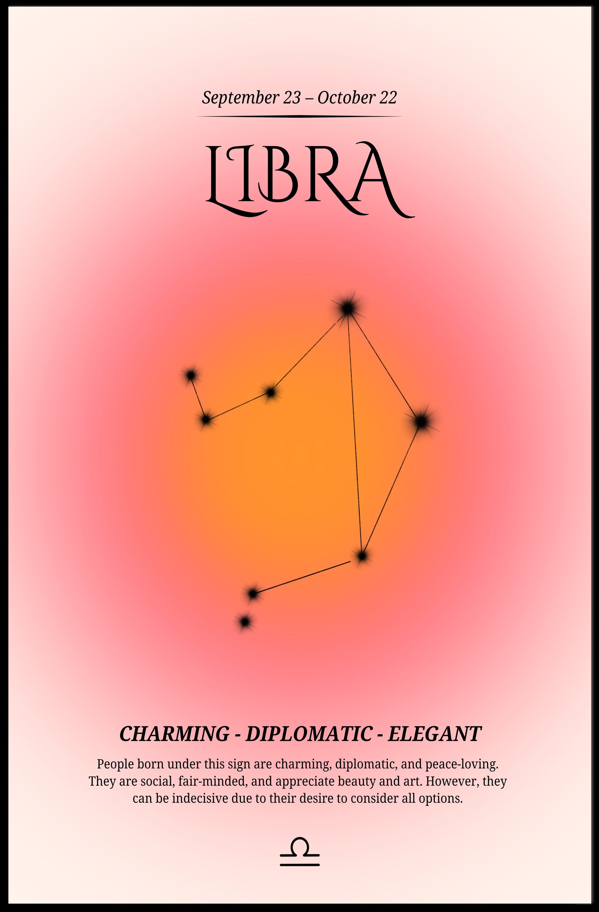 Libra Constellation Modern Art Zodiac Abstract or Artistic Poster PosterGoat