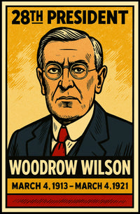 Woodrow Wilson 28th President of the United States Inked Comic Style Poster