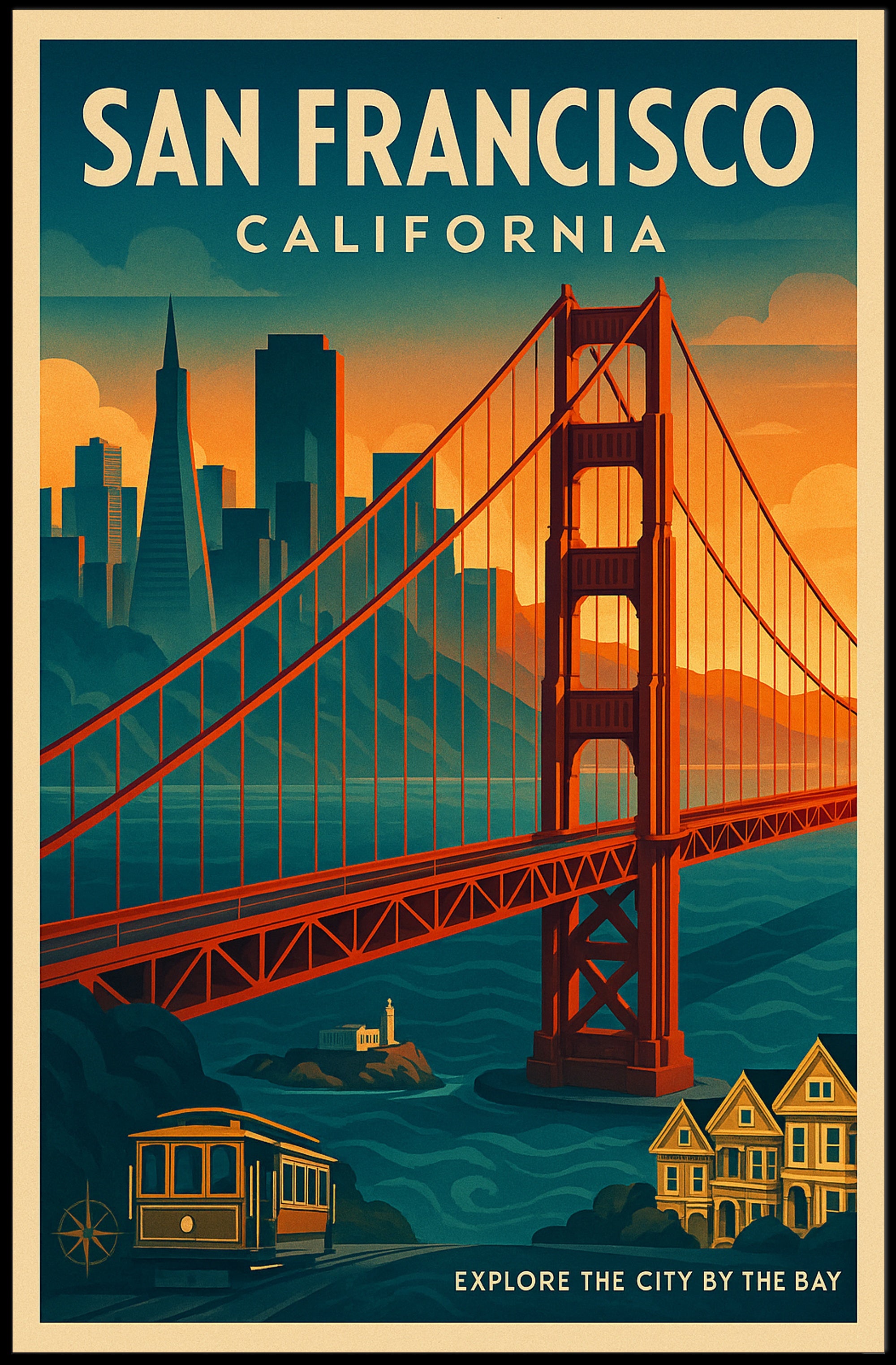 San Francisco Vintage Travel Poster Wall Art