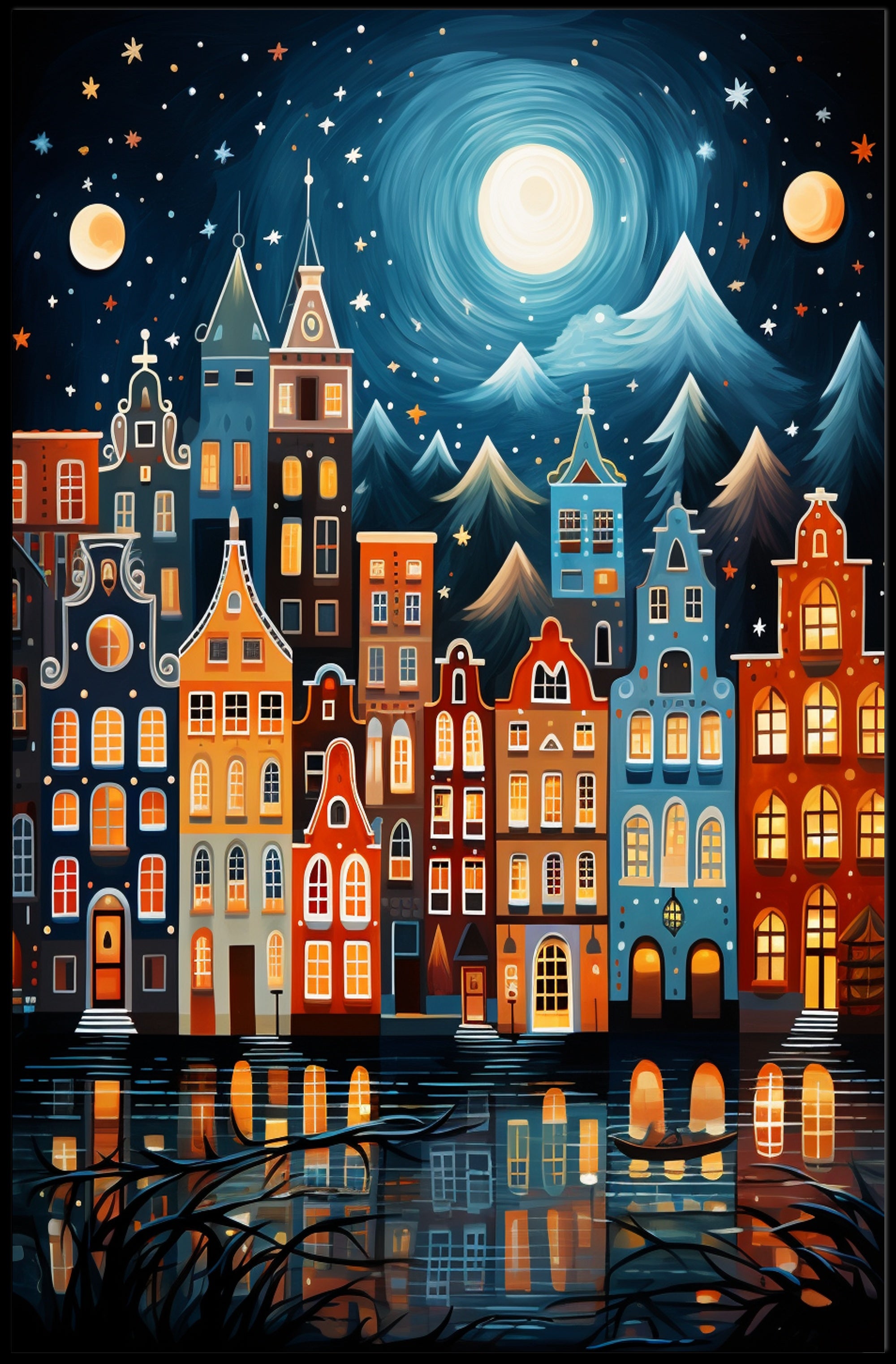Enchanted Cityscape By Moonlight Poster
