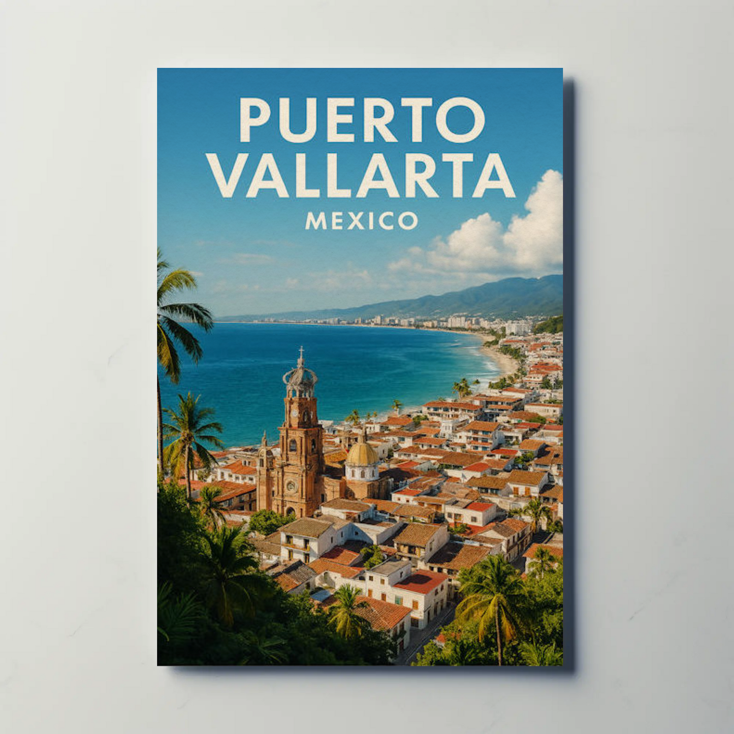 Puerto Vallarta Mexico Aerial Beach View Travel Poster