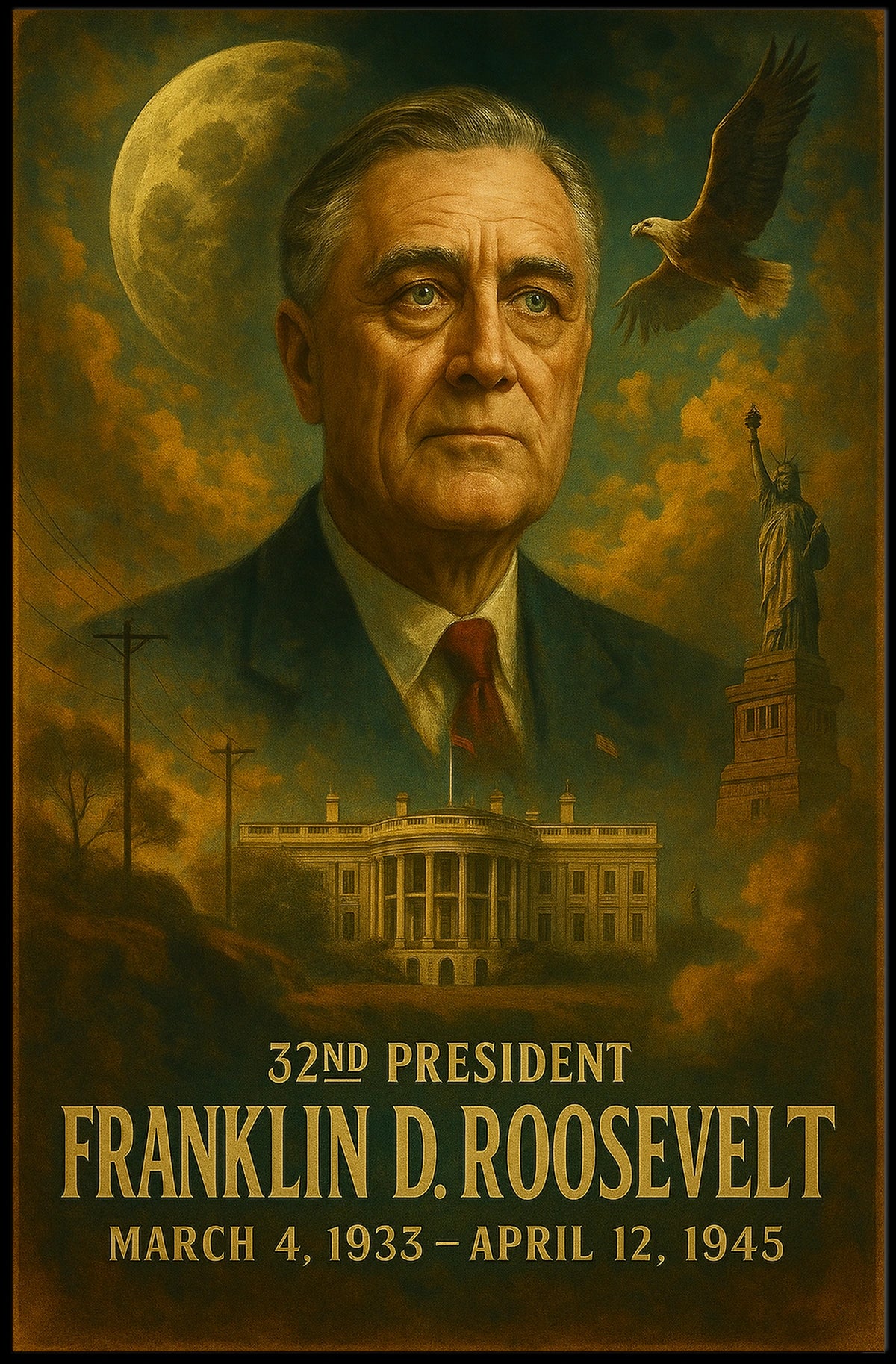 Franklin D. Roosevelt 32nd President Poster