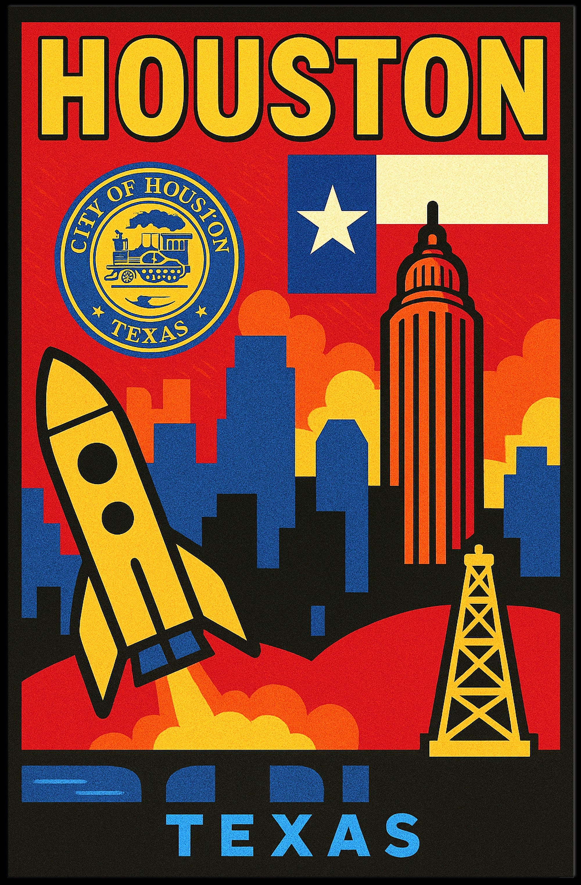 Vibrant Houston Poster PosterGoat