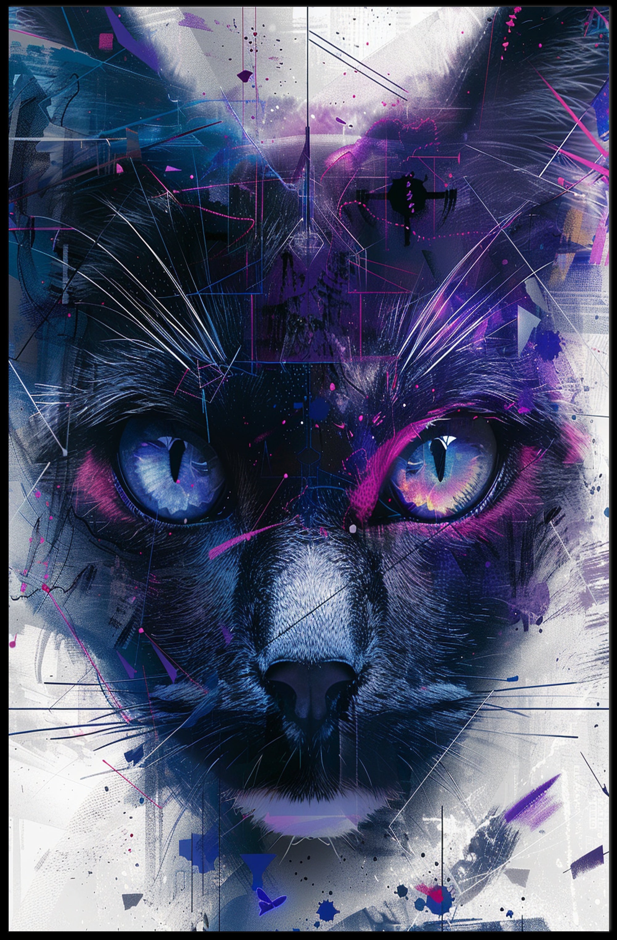 Cosmic Feline Art Print Poster for Home Decor and Wall Art PosterGoat