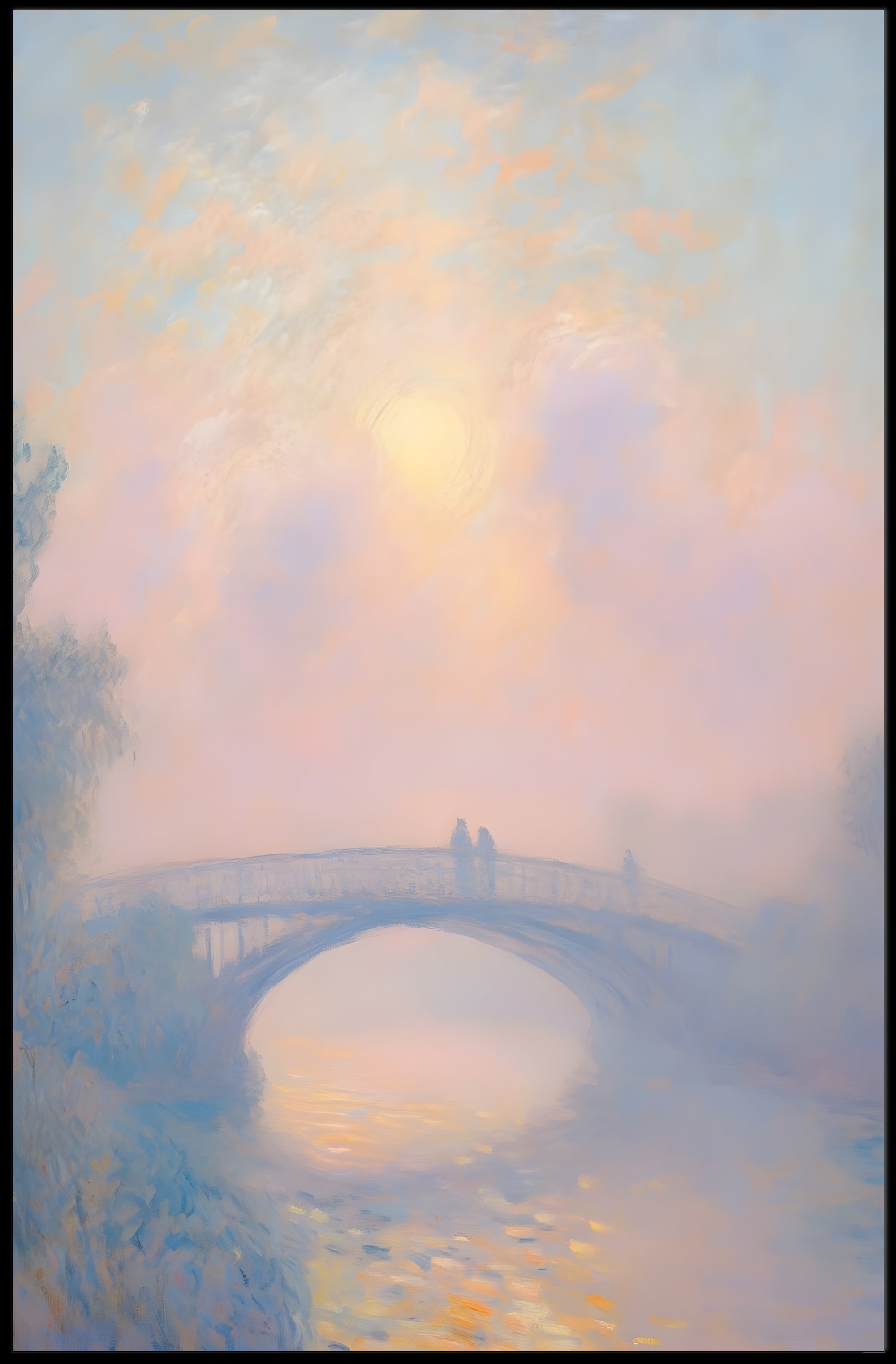 Serene Bridge Sunset Poster Wall Art Print