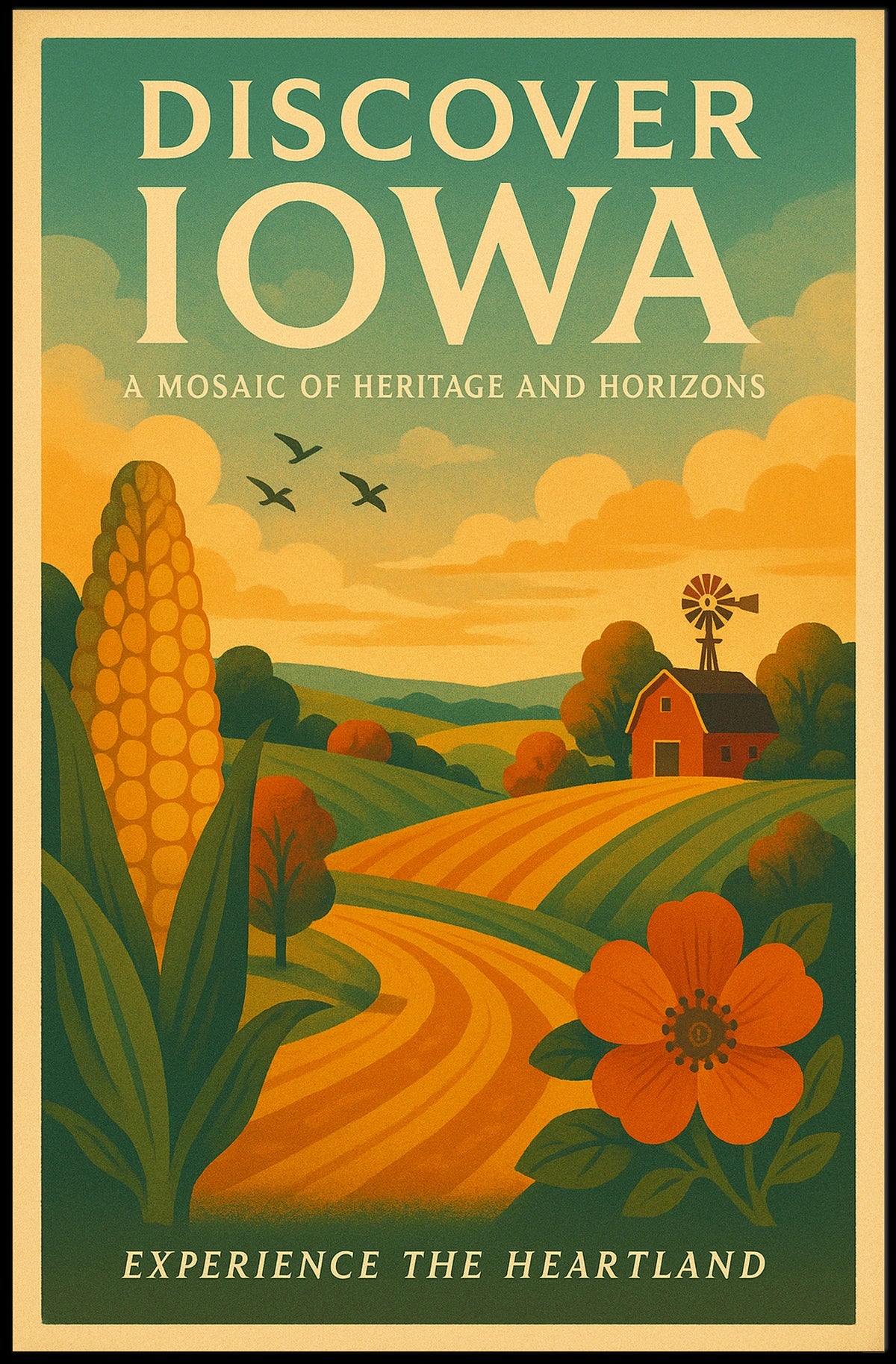 Discover Iowa Experience the Heartland Poster