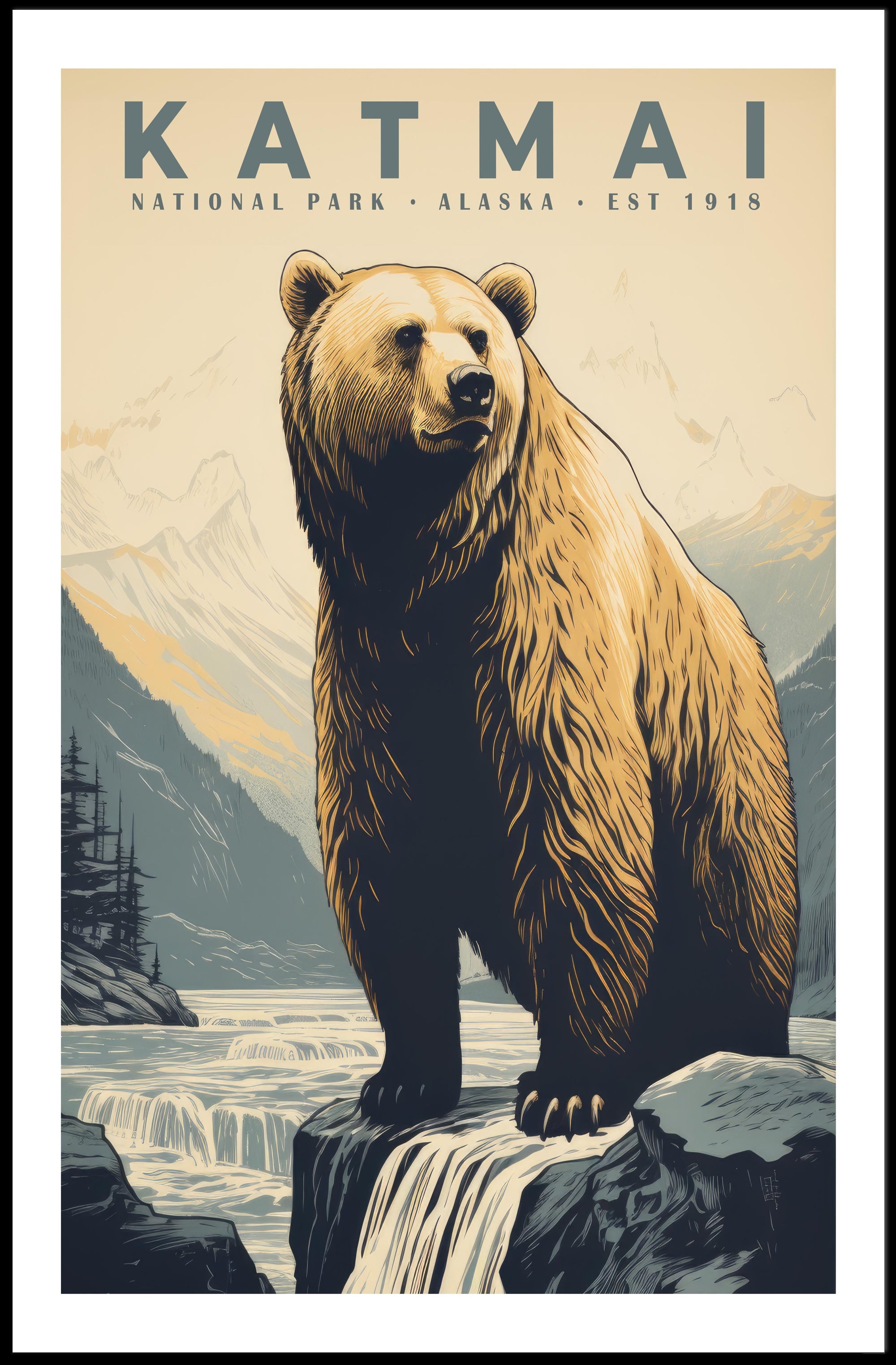 Katmai National Park Vintage Poster Wall Art Print