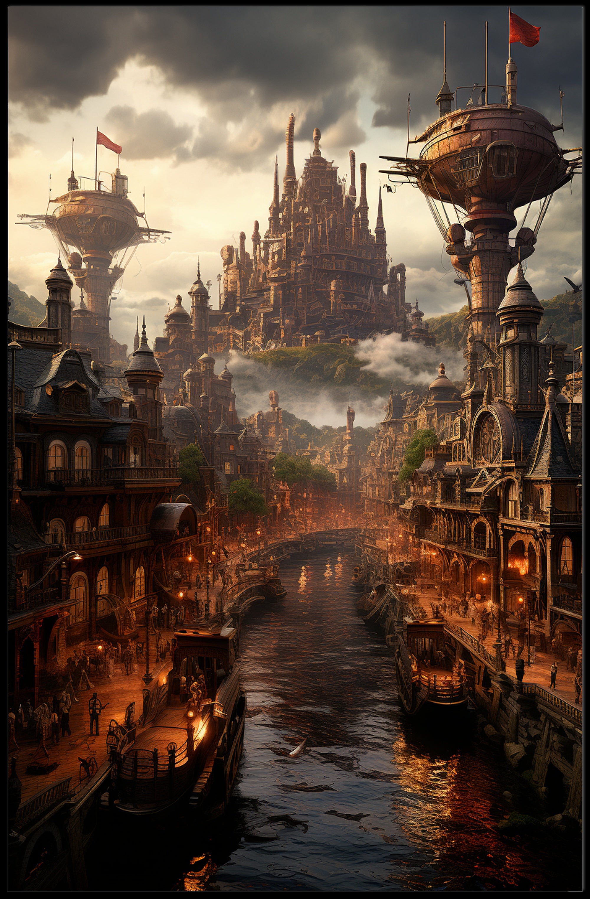 Steampunk Cityscape Poster