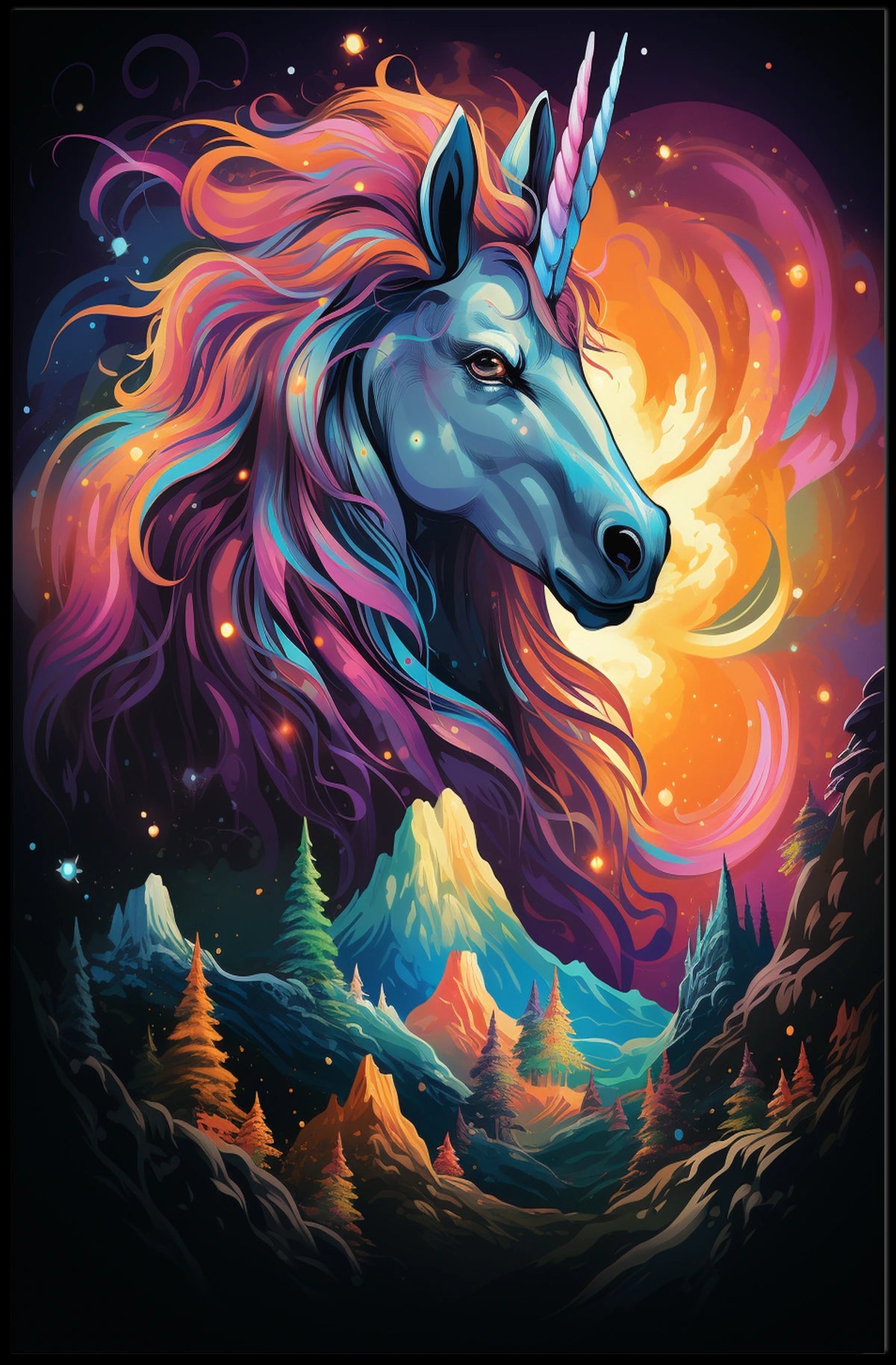 Majestic Unicorn Fantasy Art Poster for Walls