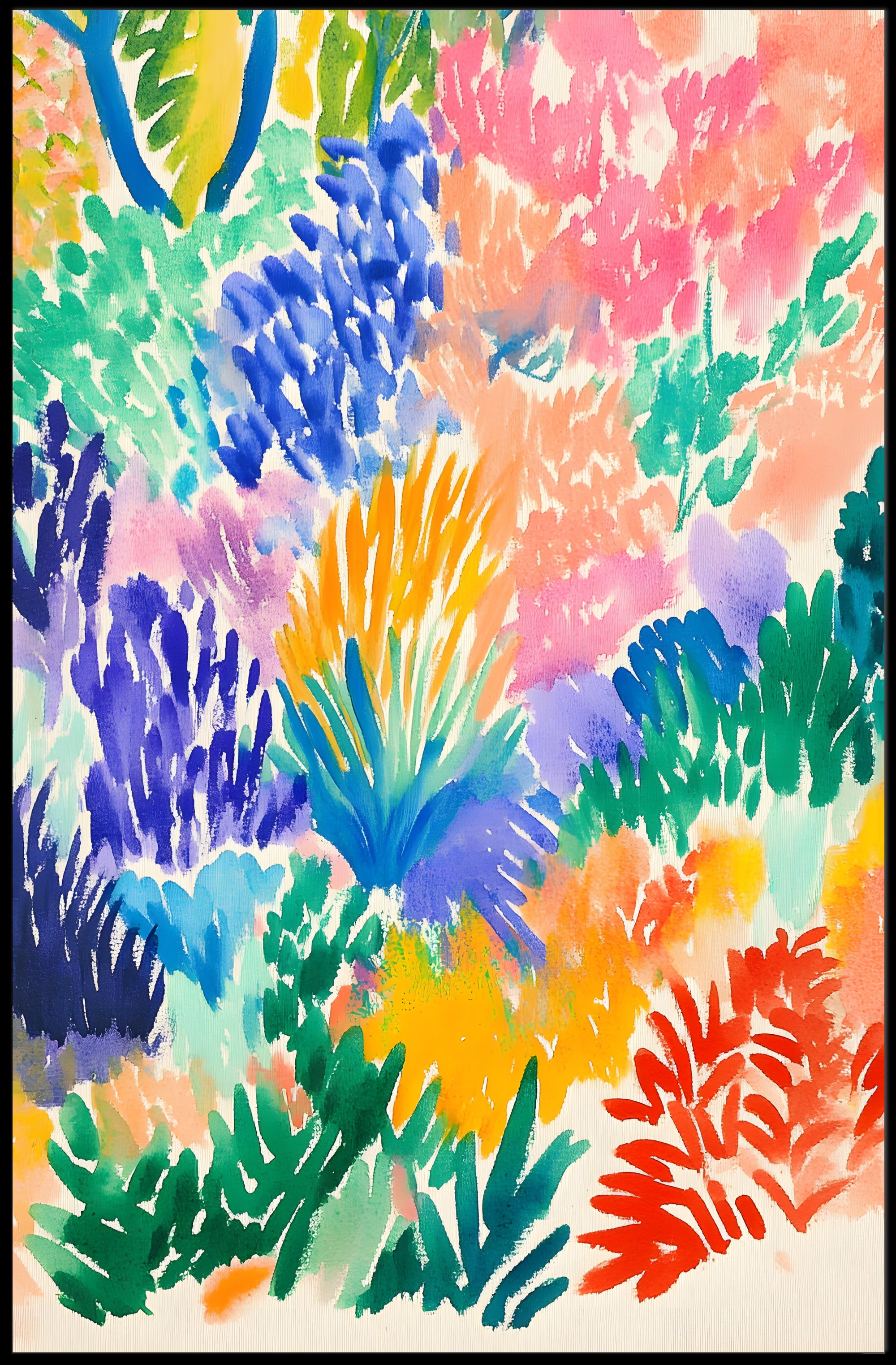 Vibrant Abstract Garden Scene Modern Art Poster