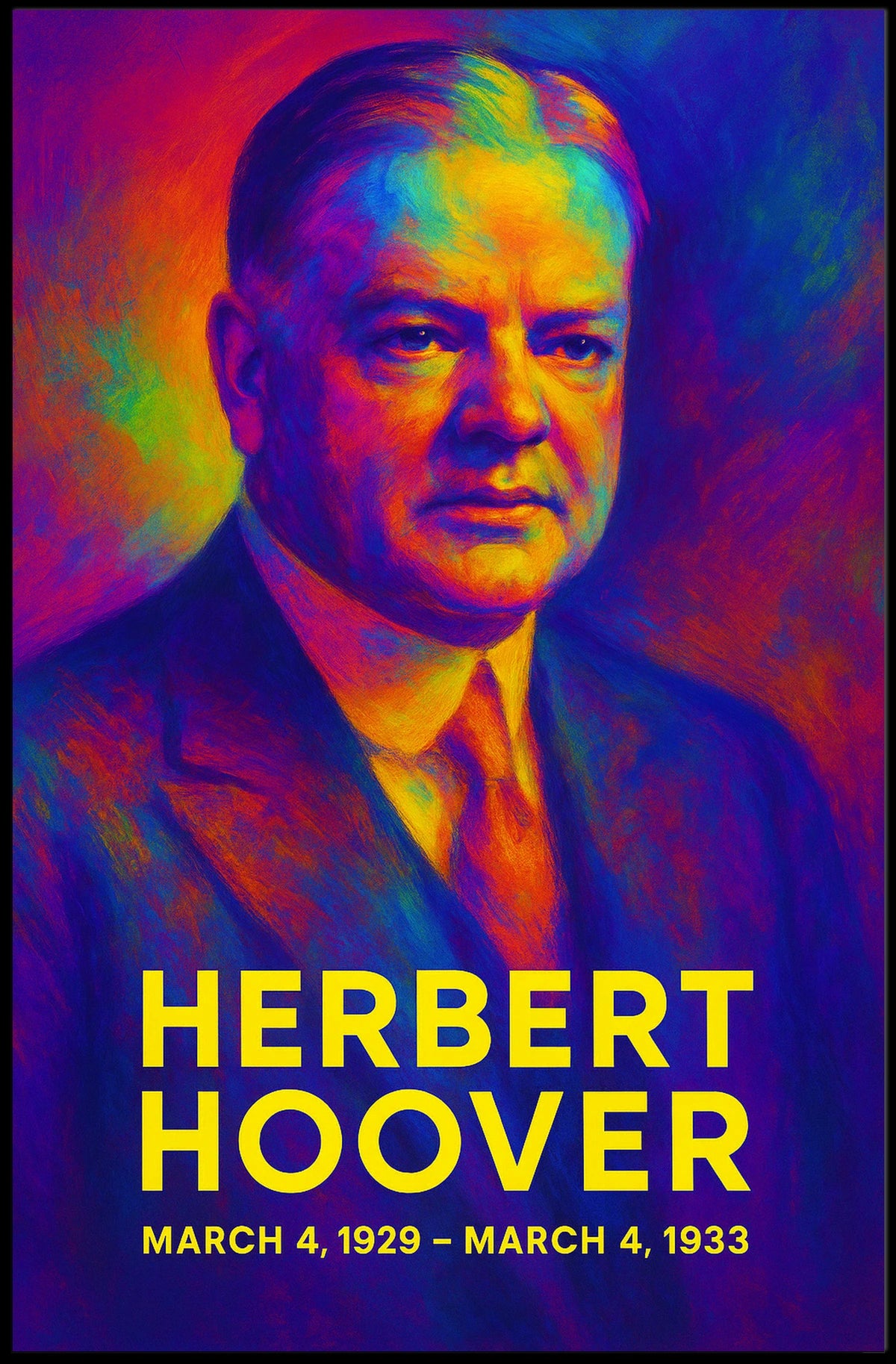 Herbert Hoover 31st President of the United States Neon Gradient Overlay Poster