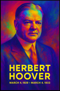 Herbert Hoover 31st President of the United States Neon Gradient Overlay Poster