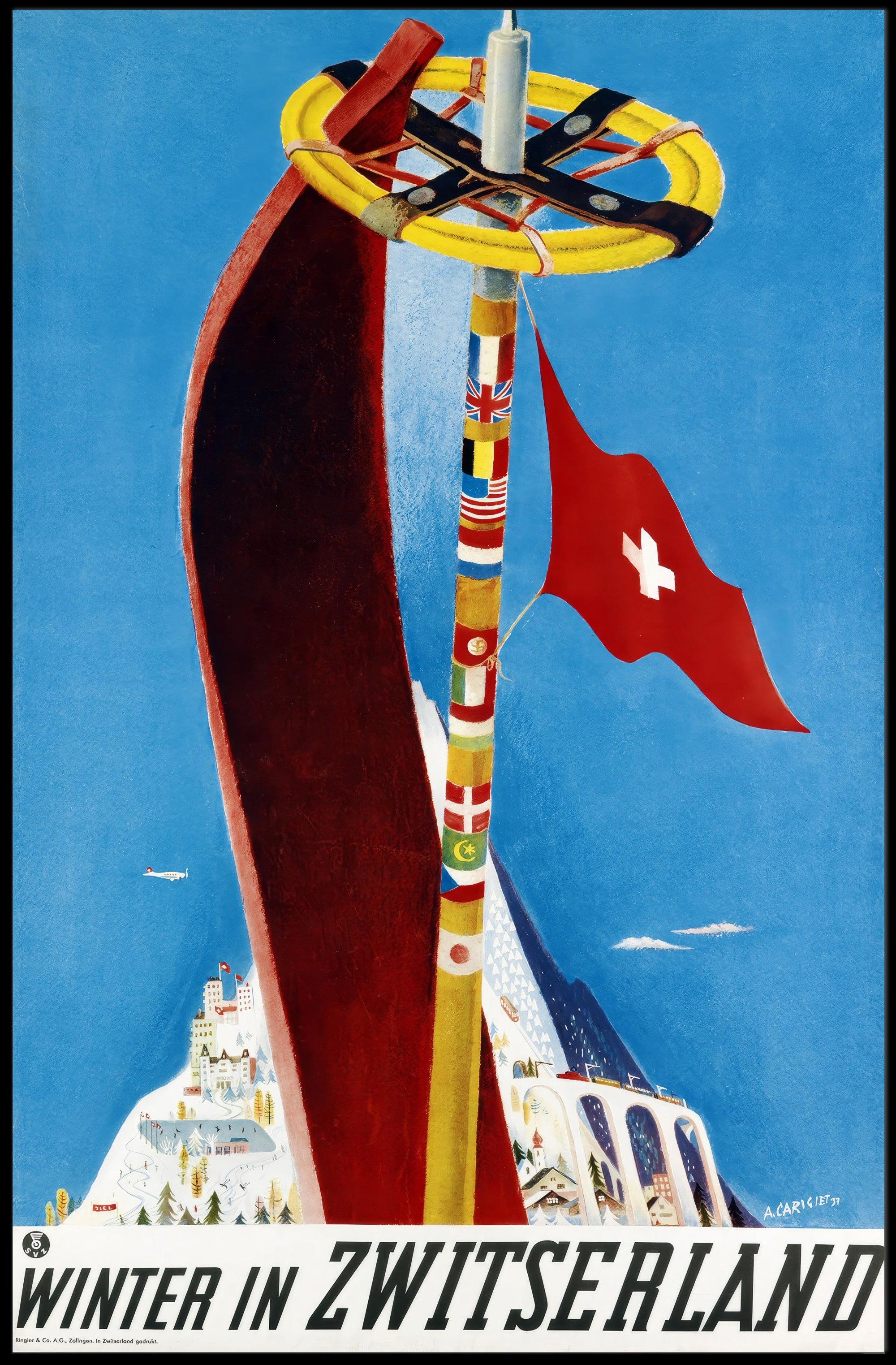 Winter Wonderland in Swiss Alps Travel Poster PosterGoat