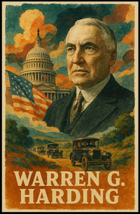 Warren G. Harding 29th President of the United States Layered Digital Collage Poster