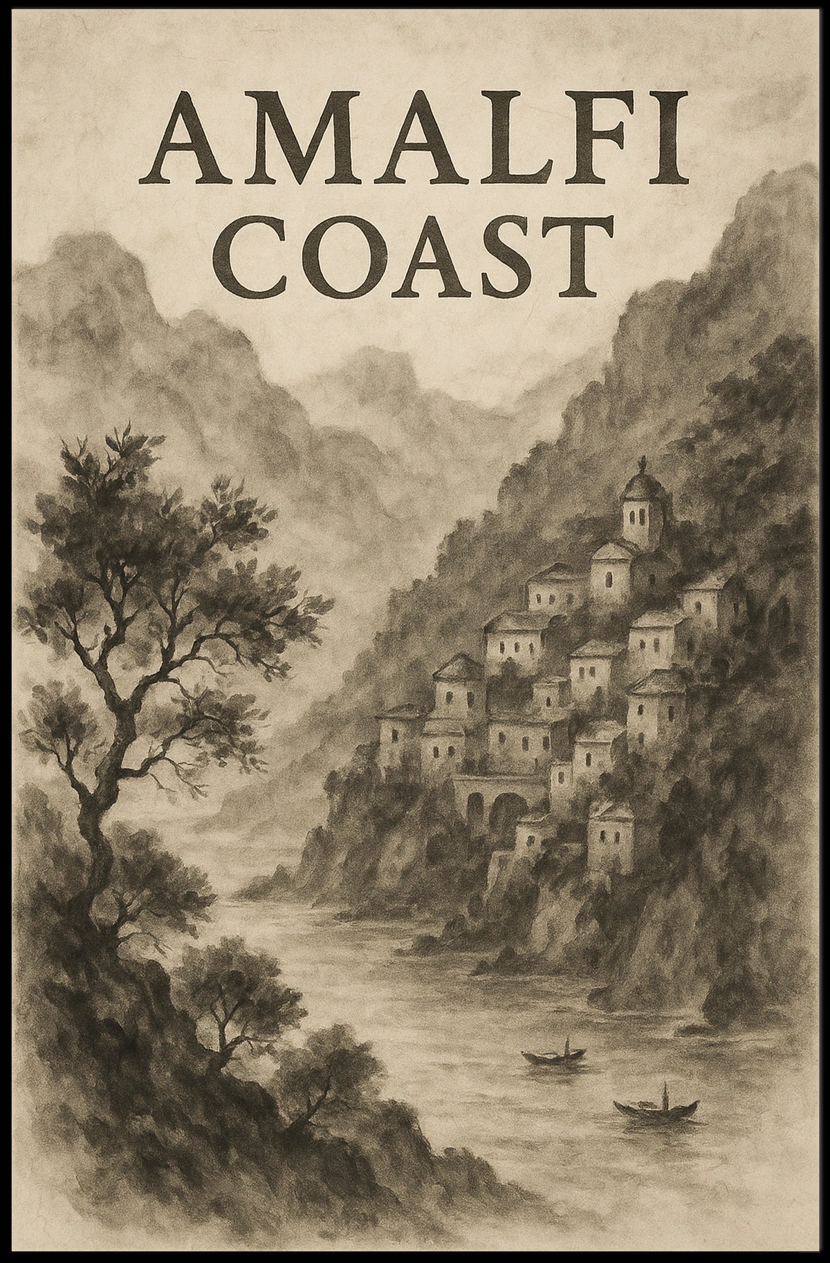 Amalfi Coast Poster 18x24 Wall Art Coastal Italy Decor