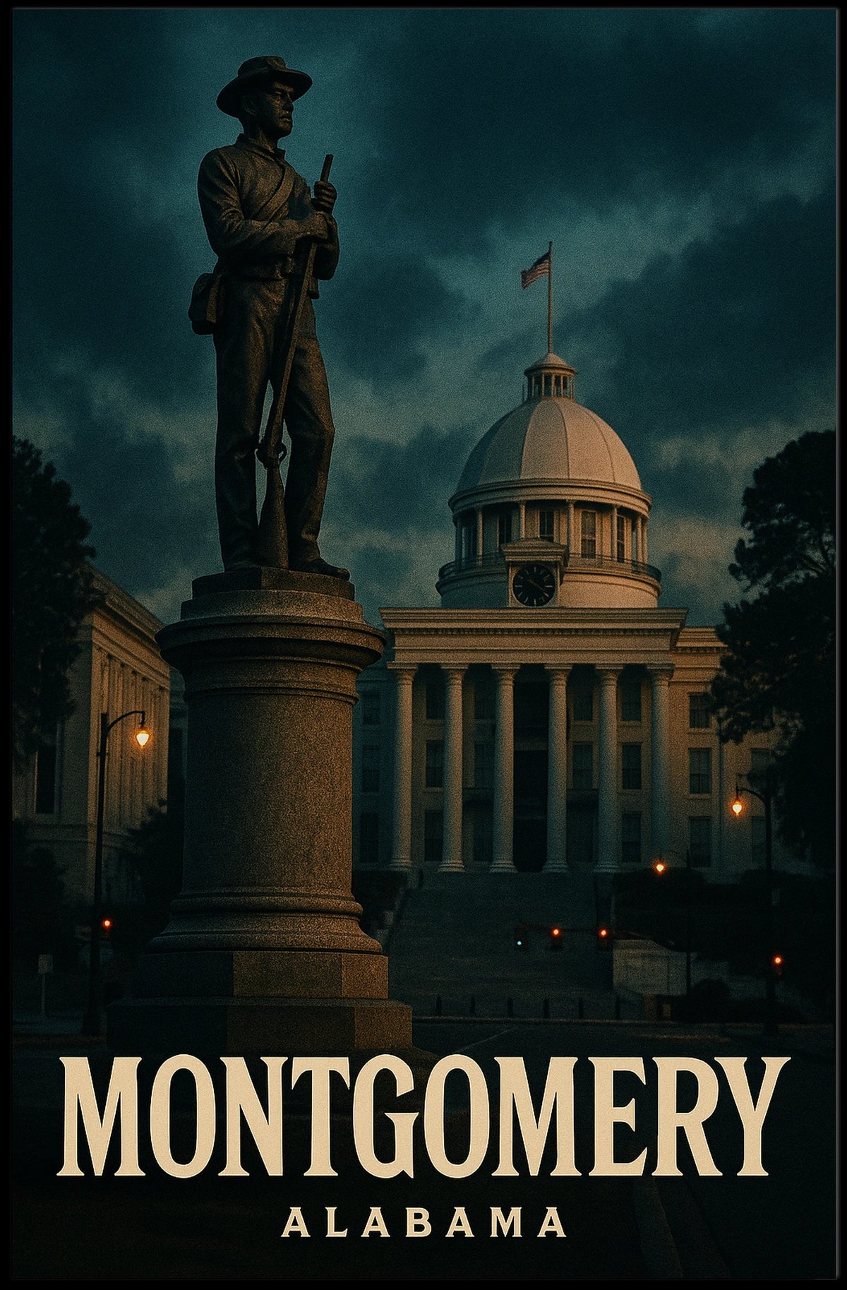 Montgomery Skyline Realism Wanderlust Poster