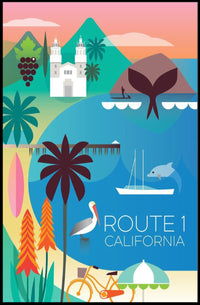 California Coastal Adventure Art – Travel Poster PosterGoat