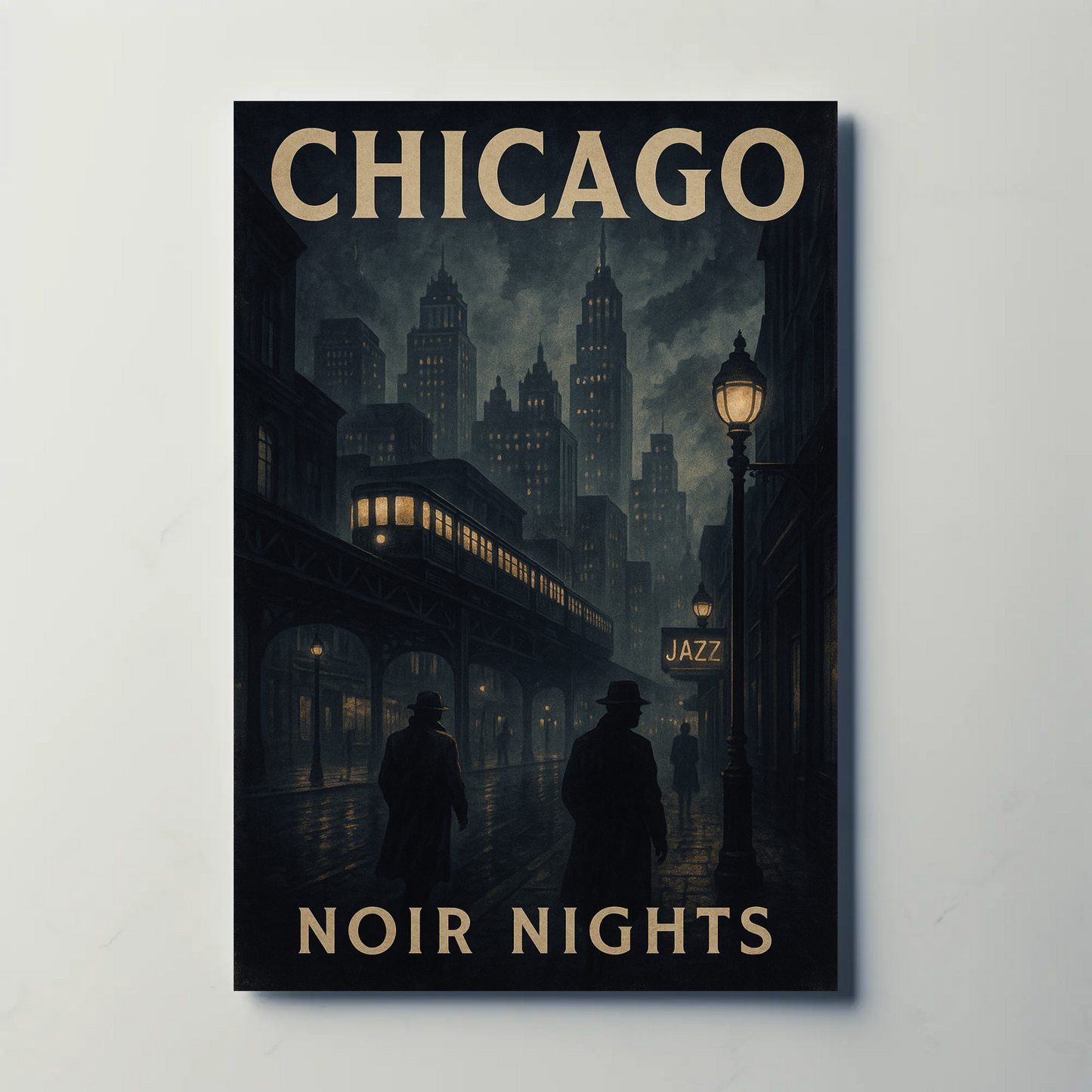 Chicago Noir Nights Jazz Travel Poster