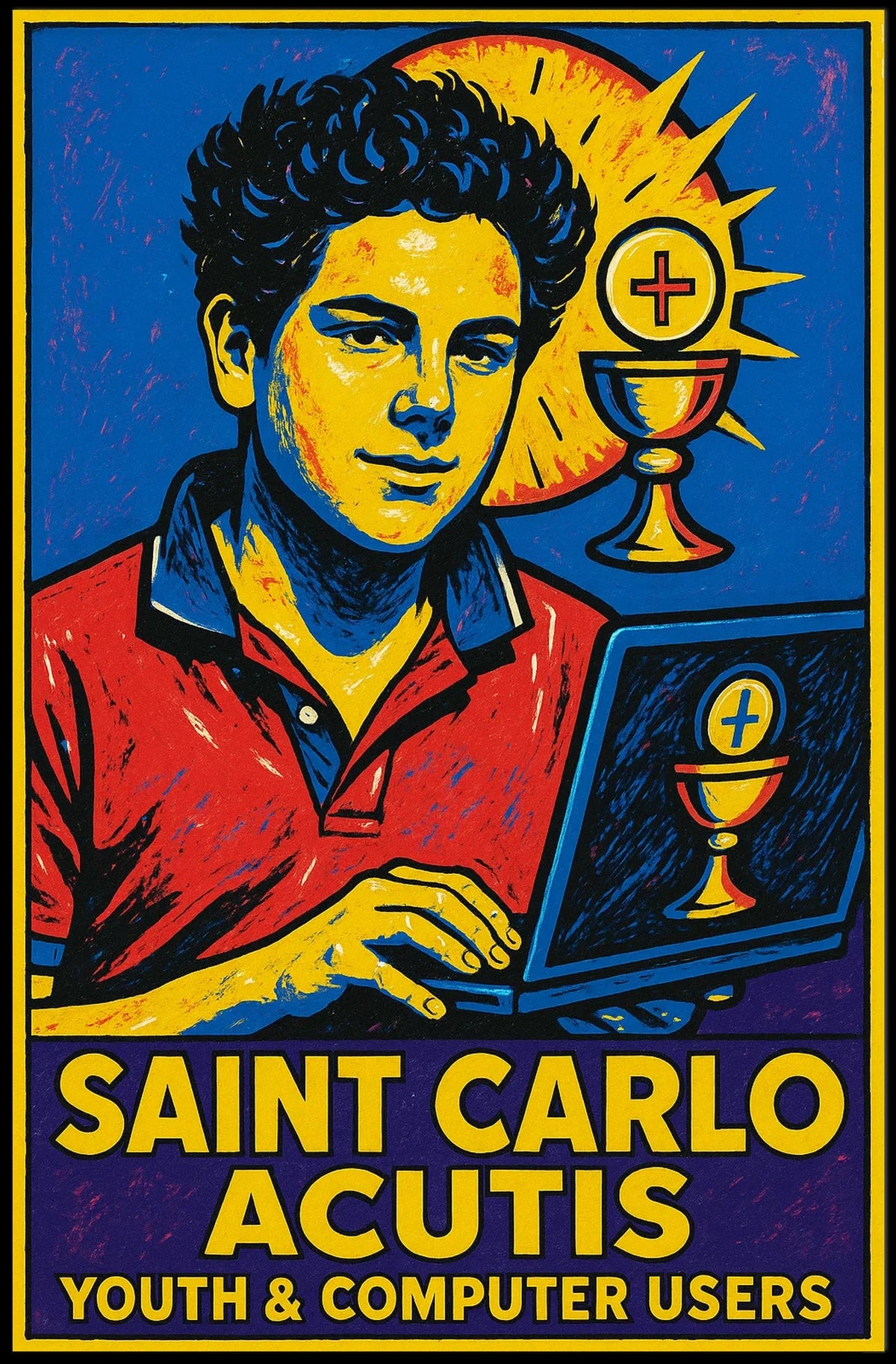 Saint Carlo Acutis Youth Computer Users Poster