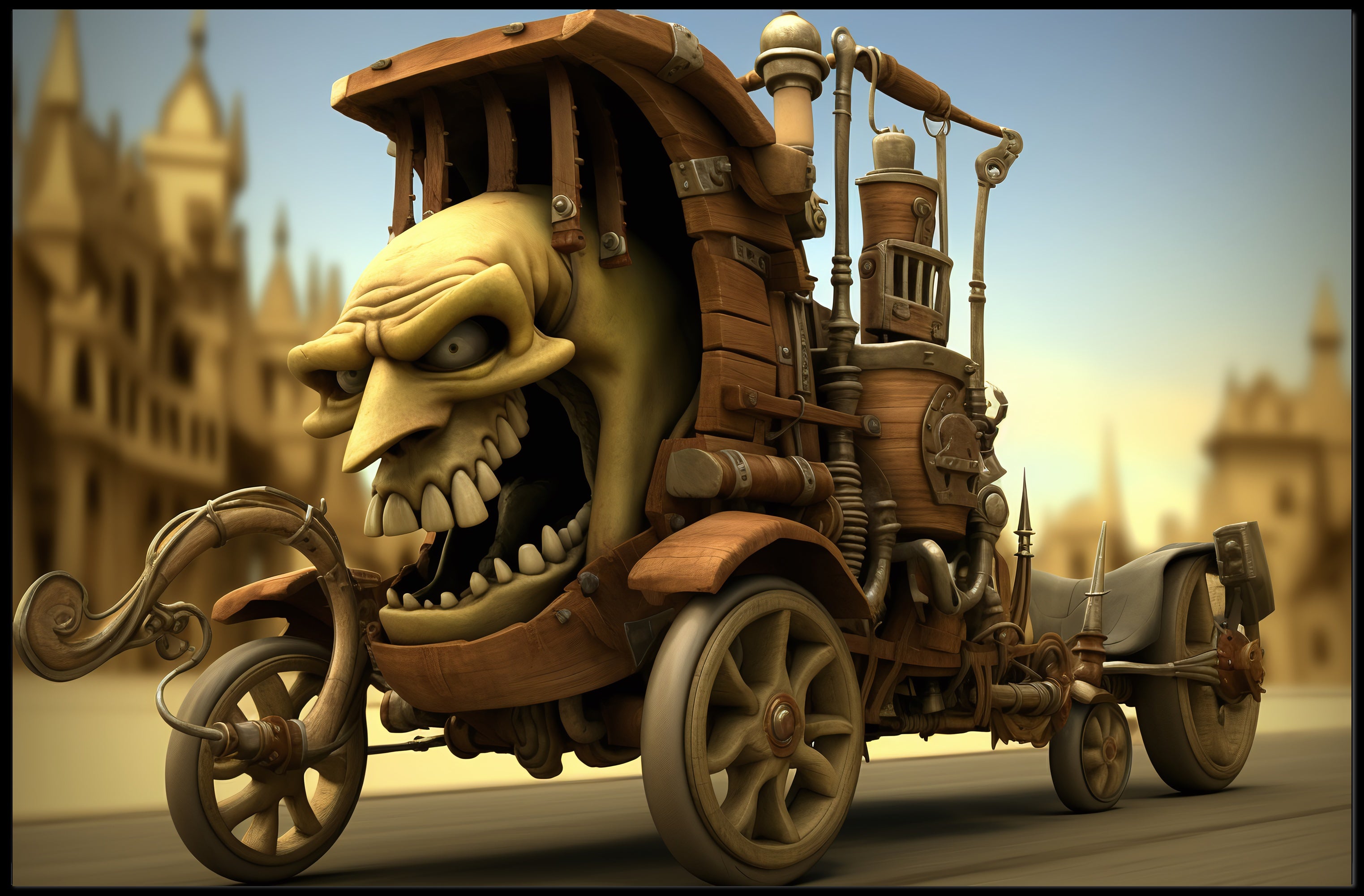 Fierce Steampunk Hybrid Vehicle Fantasy or Mythology Poster