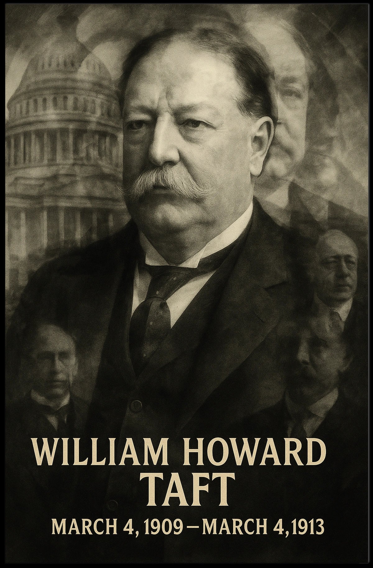 William Howard Taft 27th President of the United States Double Exposure Poster