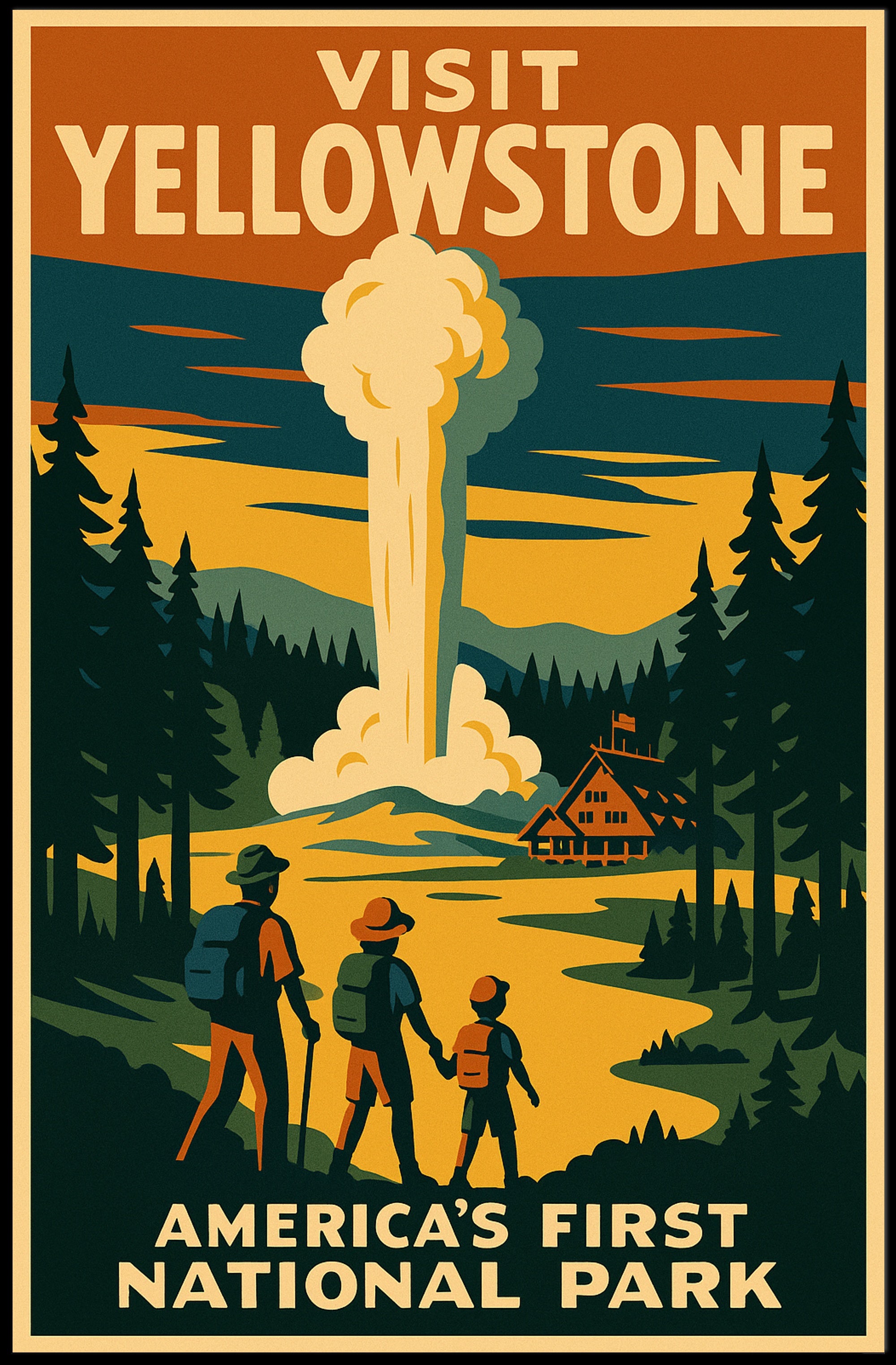 Visit Yellowstone Americas First National Park Poster PosterGoat